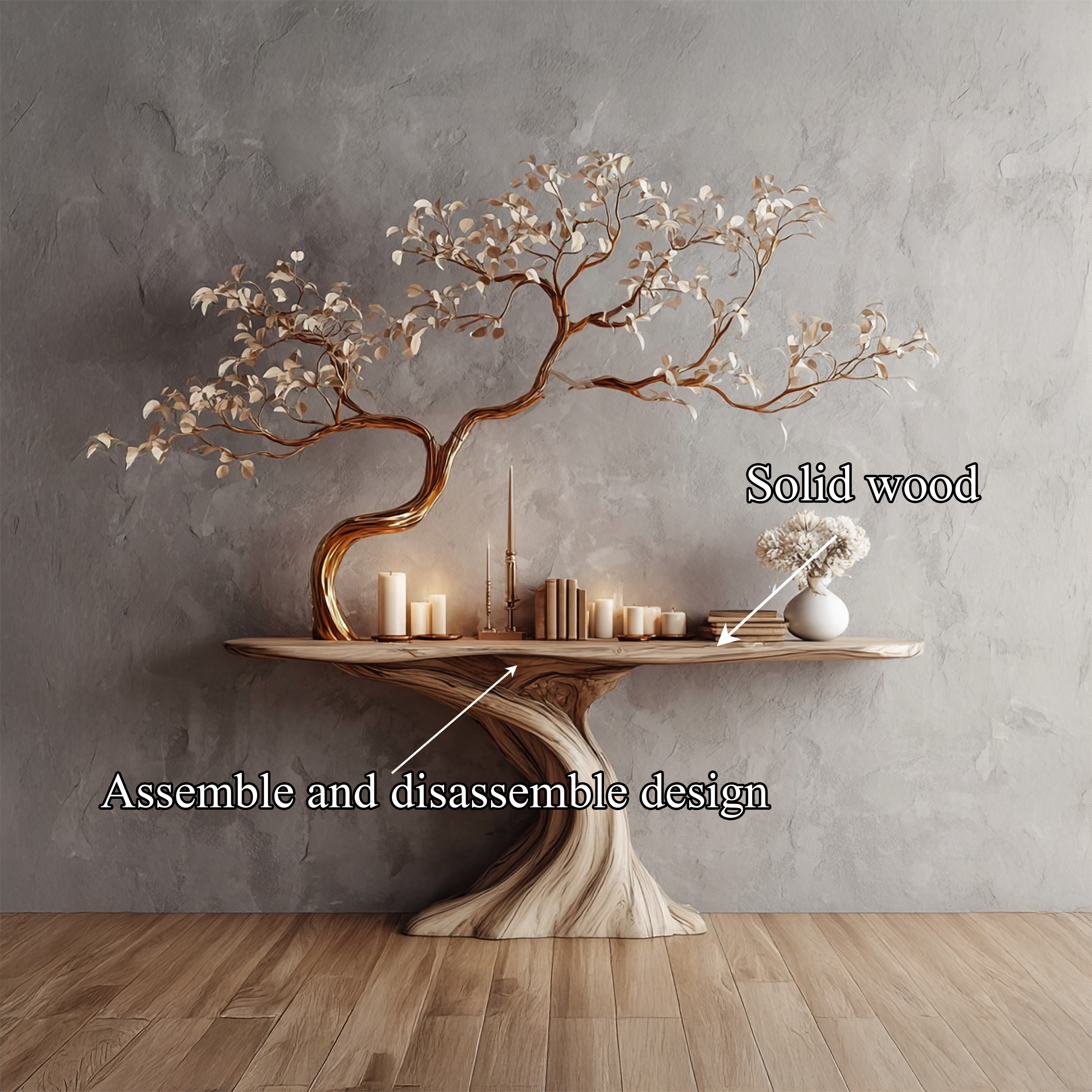 Midcentury Tree Console Table Entryway SINLSACS113