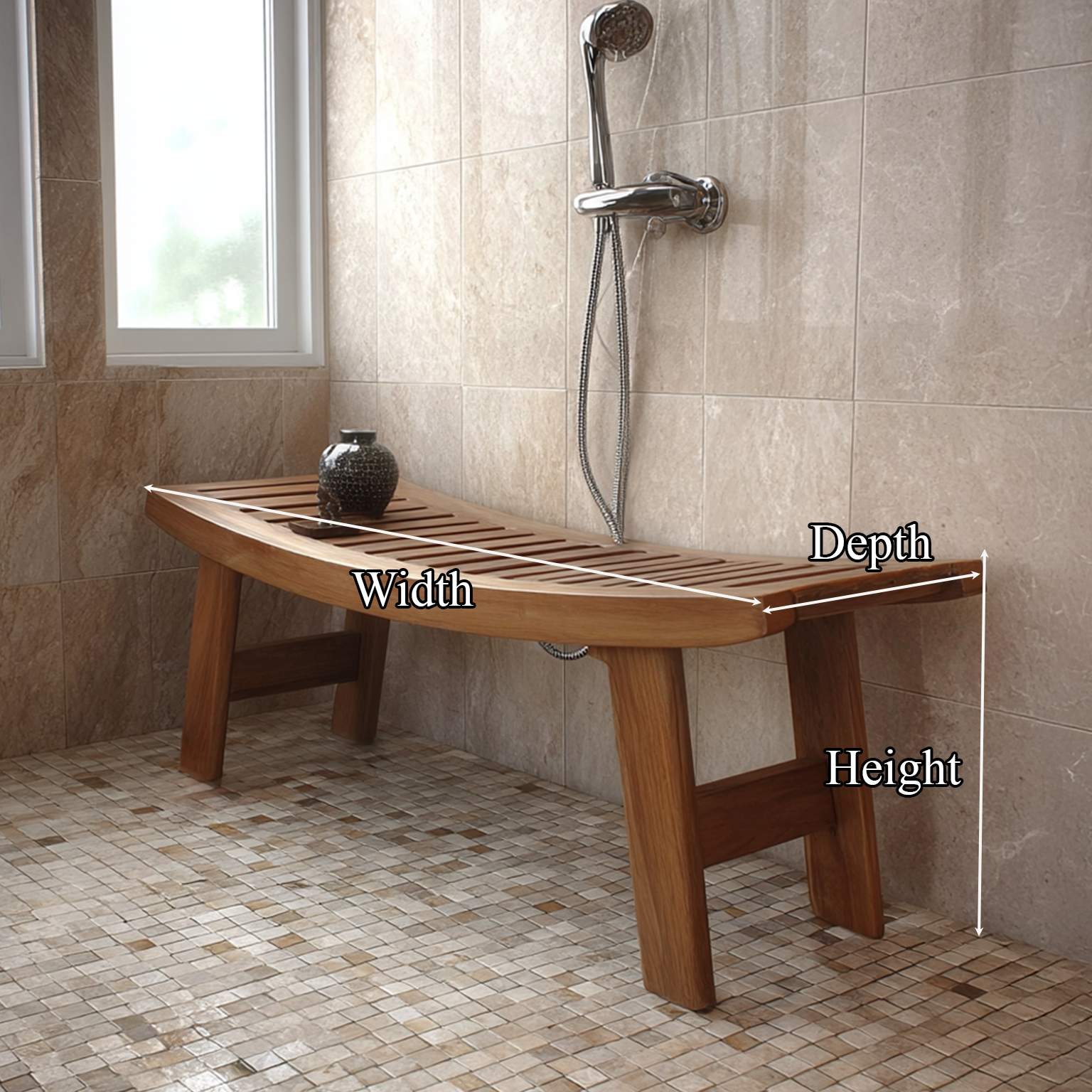 Mid Century Shower Bench Bathroom Seating Modern SINLSARS004