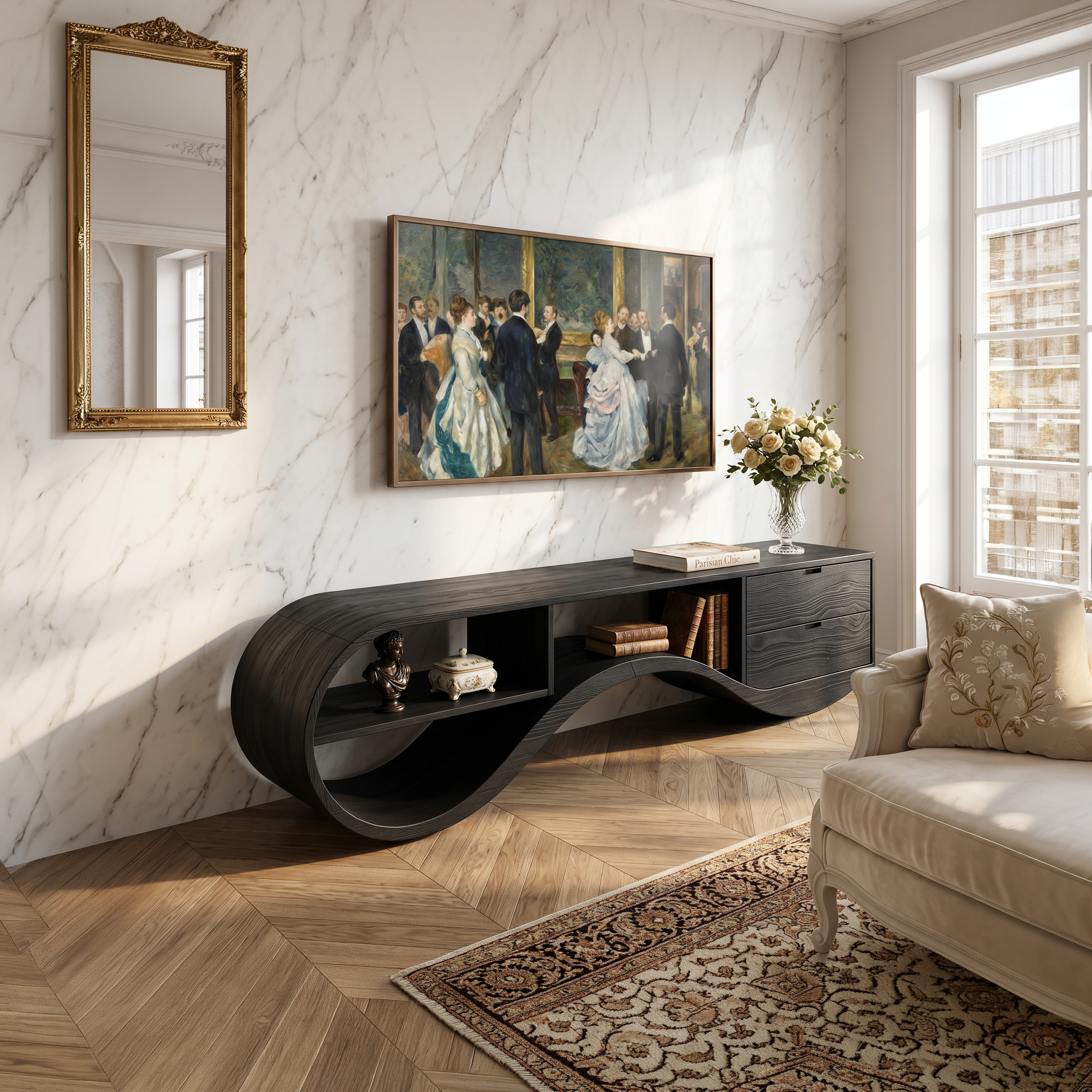 Minimalist Organic TV Console For Home Theater SILDTTNTVC133