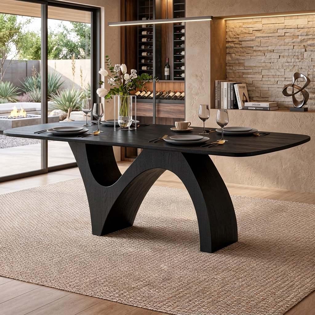 Farmhouse Wooden Dining Table With Organic Shape For Kitchen RTTHTTDN047
