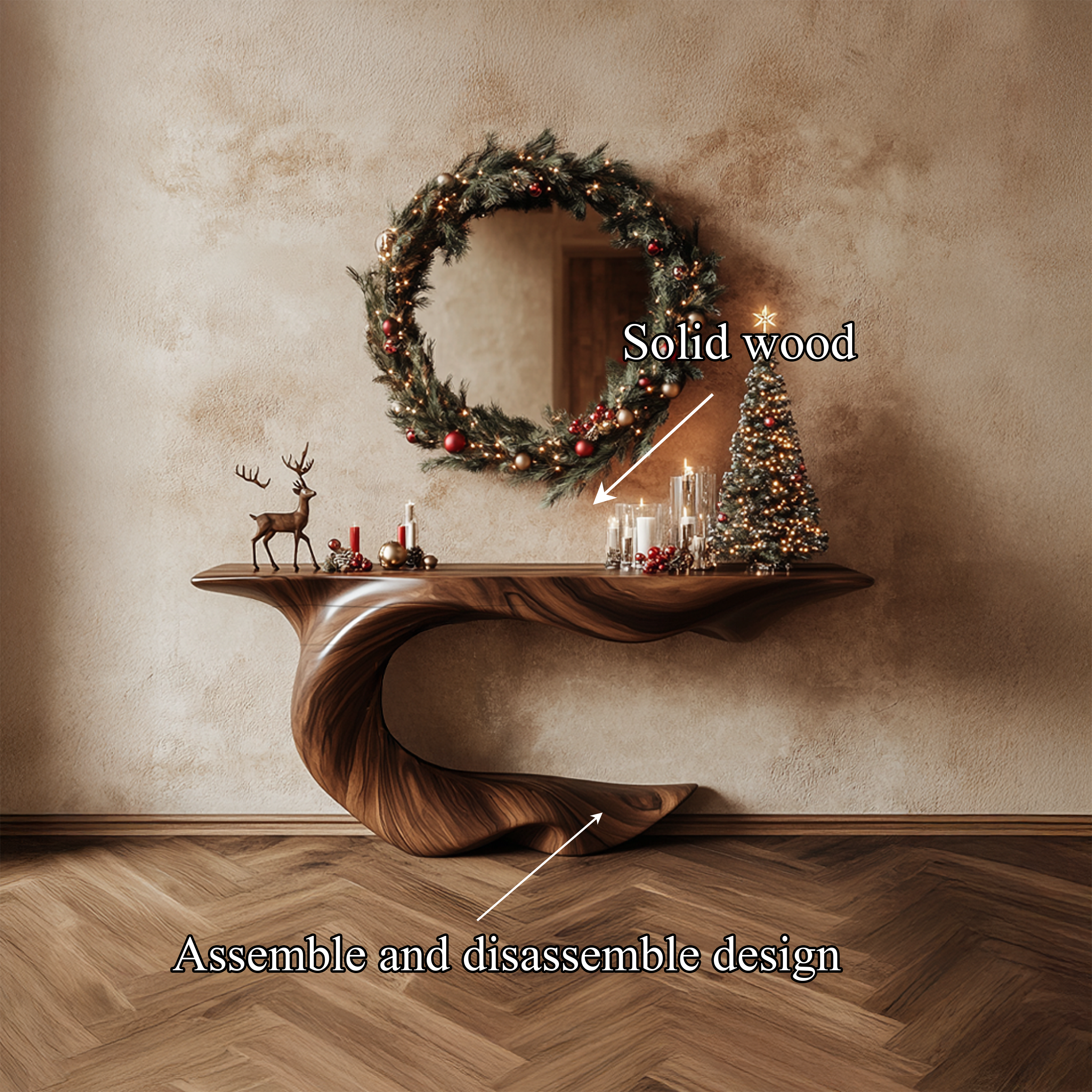 Mid Century Sculptural Console Table Christmas Decor SINLSACS291