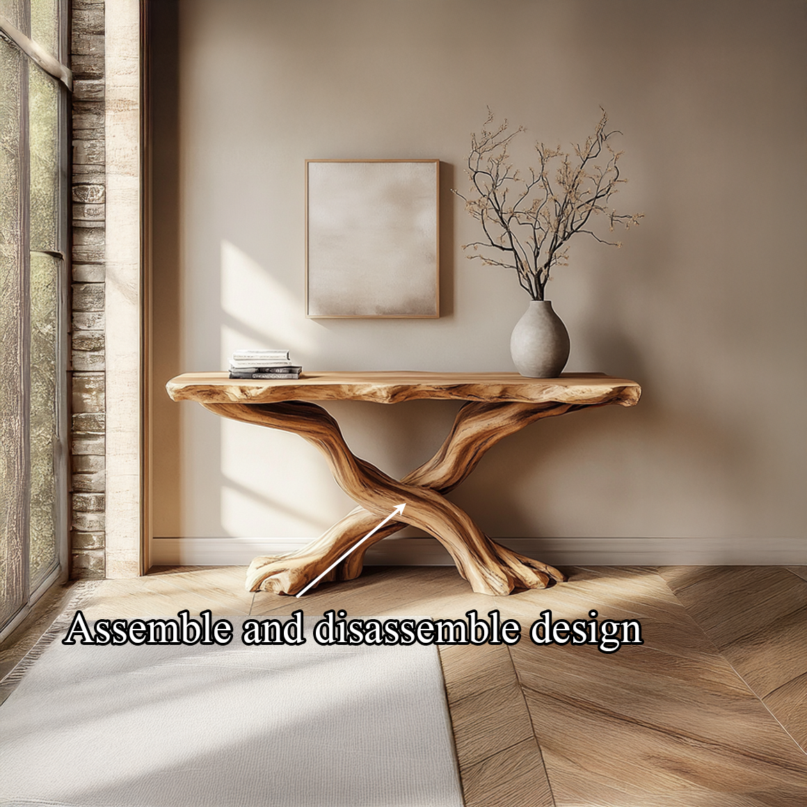 Handmade Console Table Solid Wood Artistic Live Edge Design For Living Room SINLSACS324