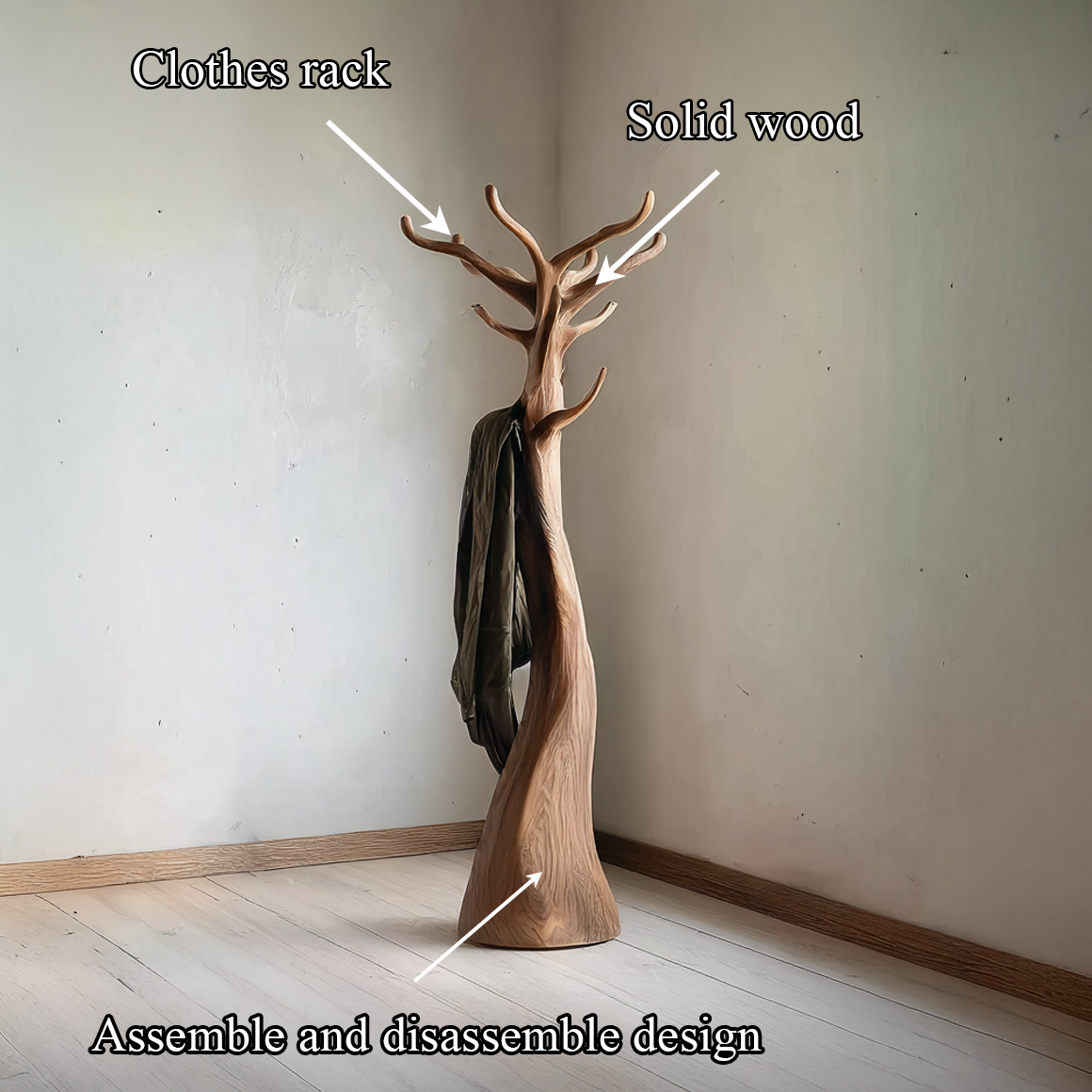 Rustic Tree Coat Stand Christmas Holiday Natural Room Display SINLSATCR078