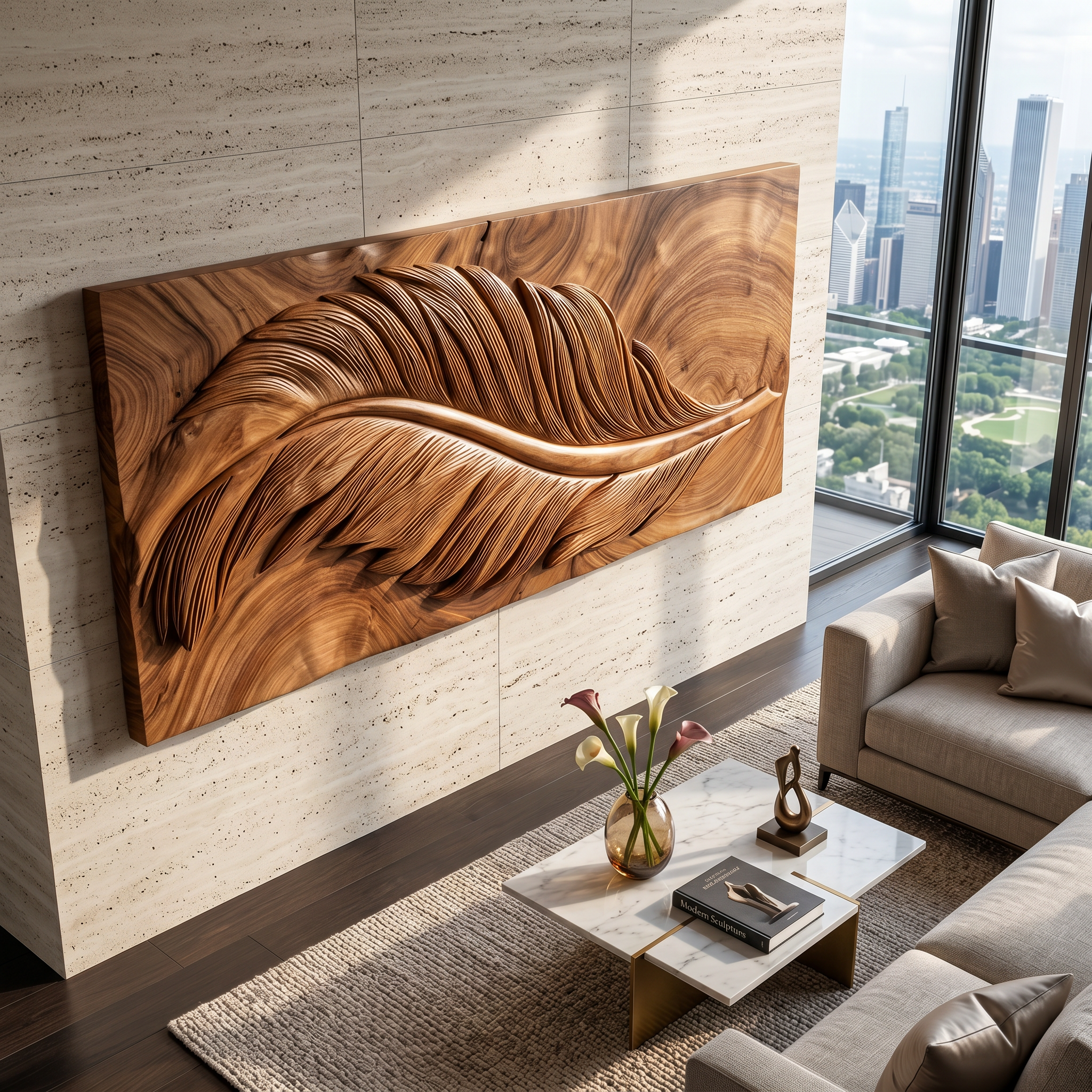 Luxury Wall Art With Feather Design For Dining Room SILDTTRWA135