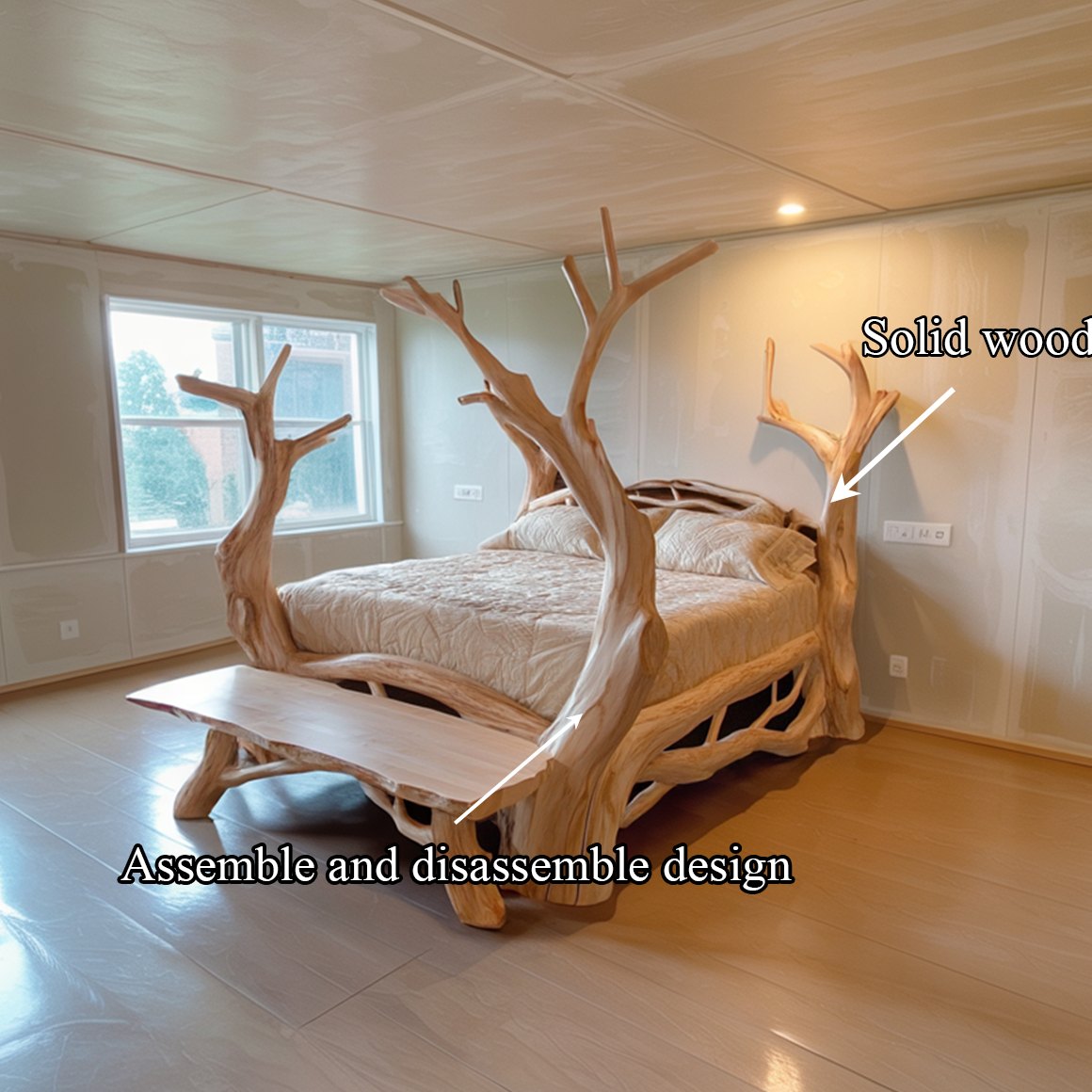 Rustic Organic Wood Bed Master Bedroom SINLSAWB081