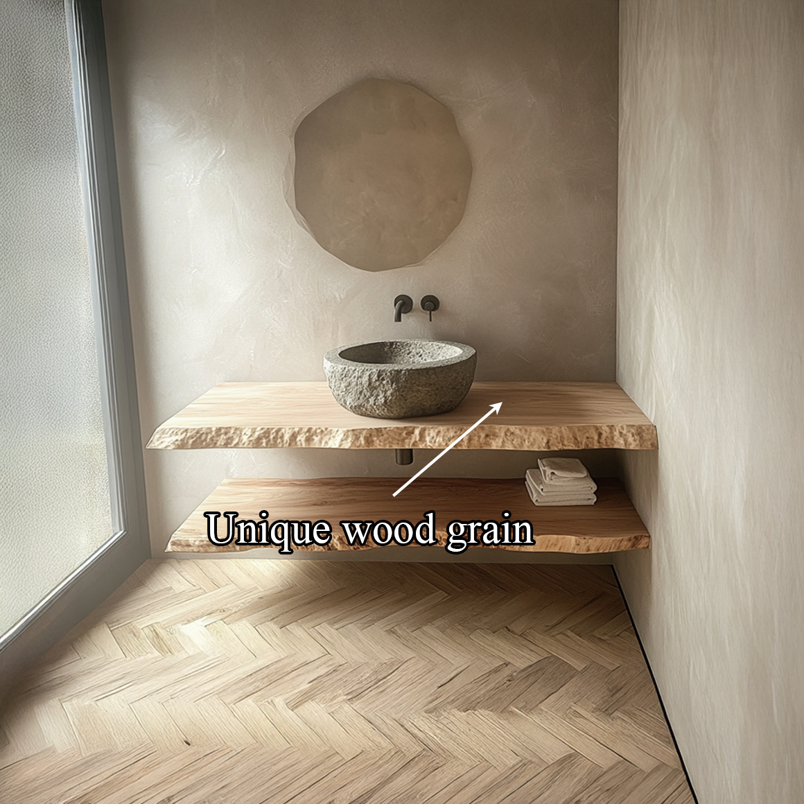 Rustic Floating Shelf Double Vanity Washroom SINLSABRV179