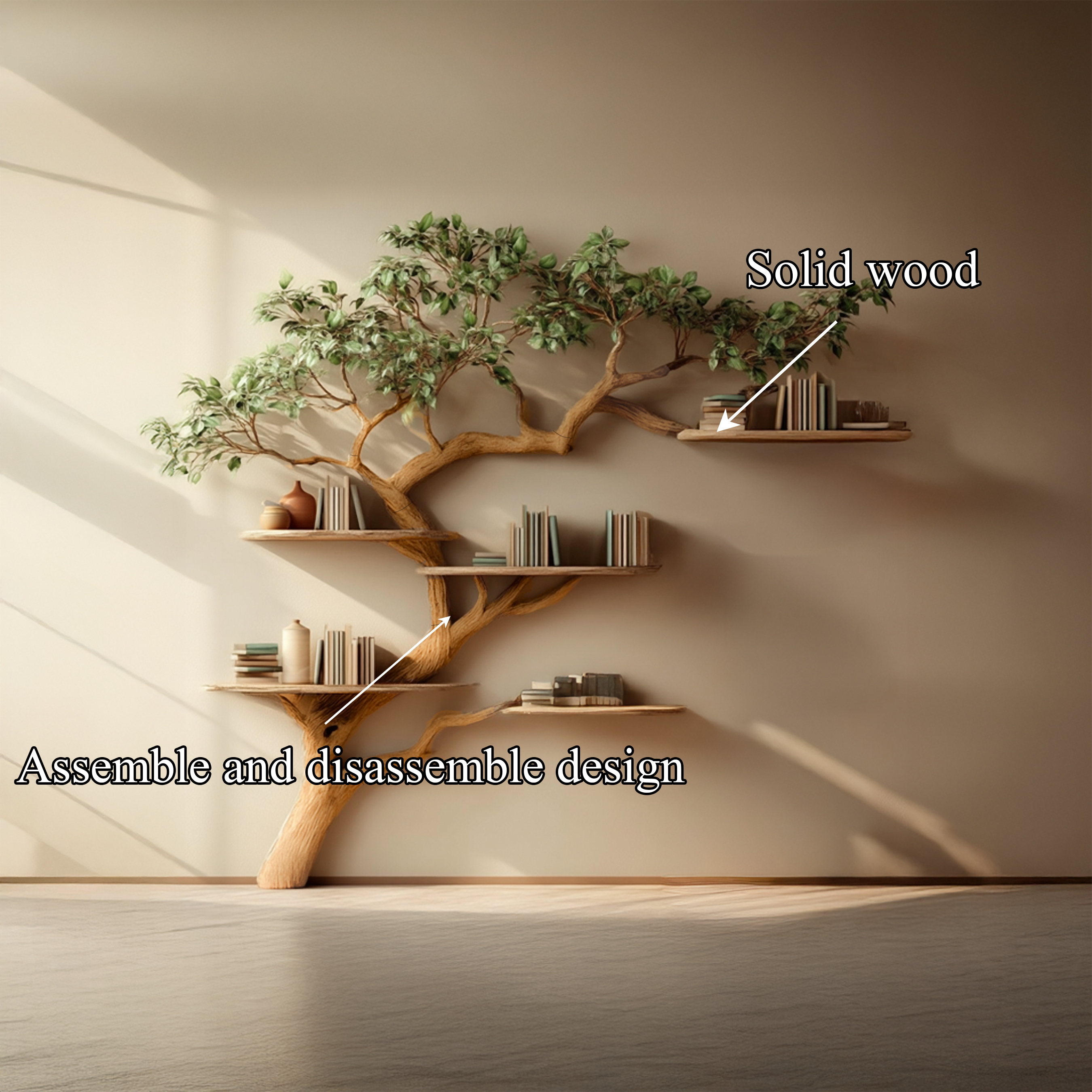 Midcentury Tree Bookshelf Living Bedroom SINLSATB266