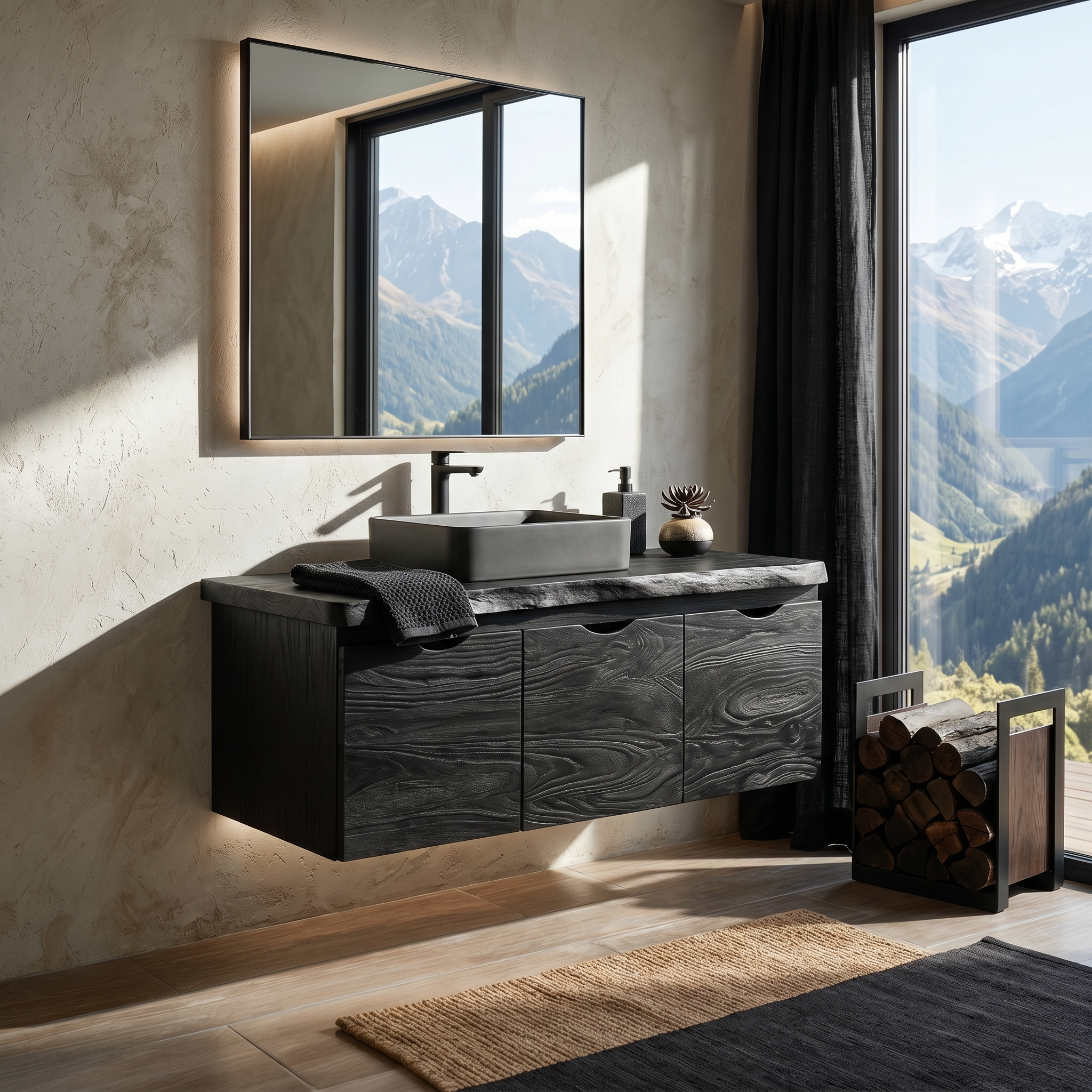 Minimalist Double Sink Vanity Garden Bathroom SILDTTRBRV180