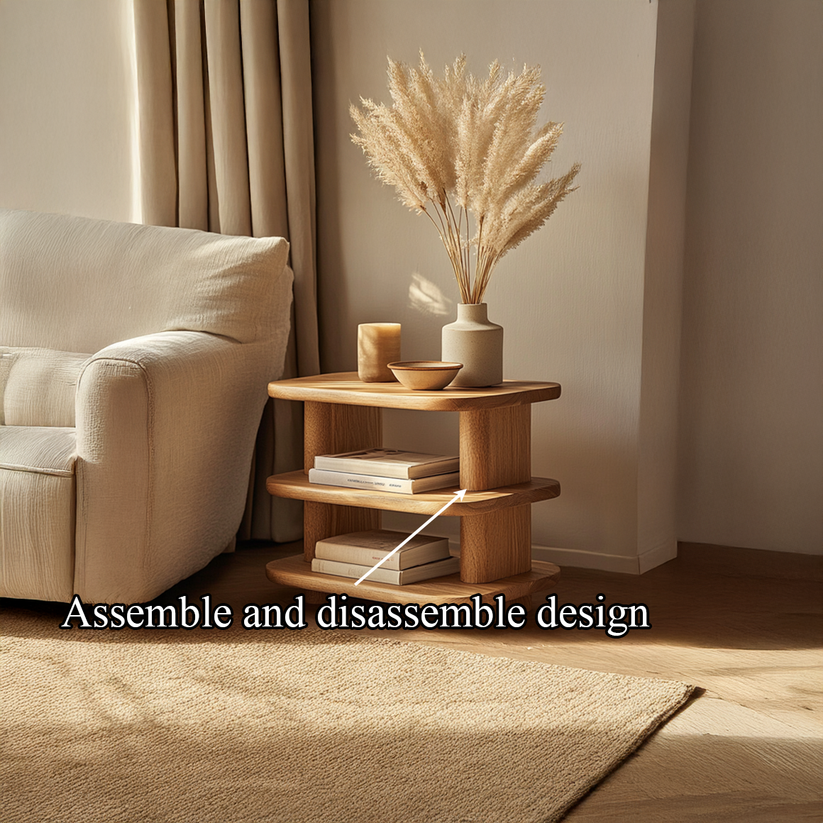 Mid Century Storage Side Table Living Bedroom Accent SINLSABT146