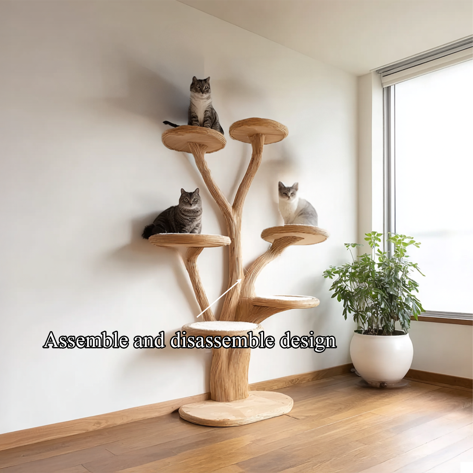 Mid Century Tree Cat Tower Family Room SINLSATT026