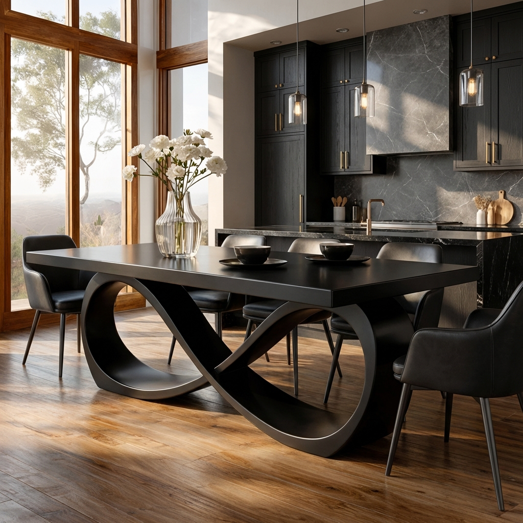 Modern Wooden Dining Table With Sculptural Base For Dining Room RTTHTTDN040