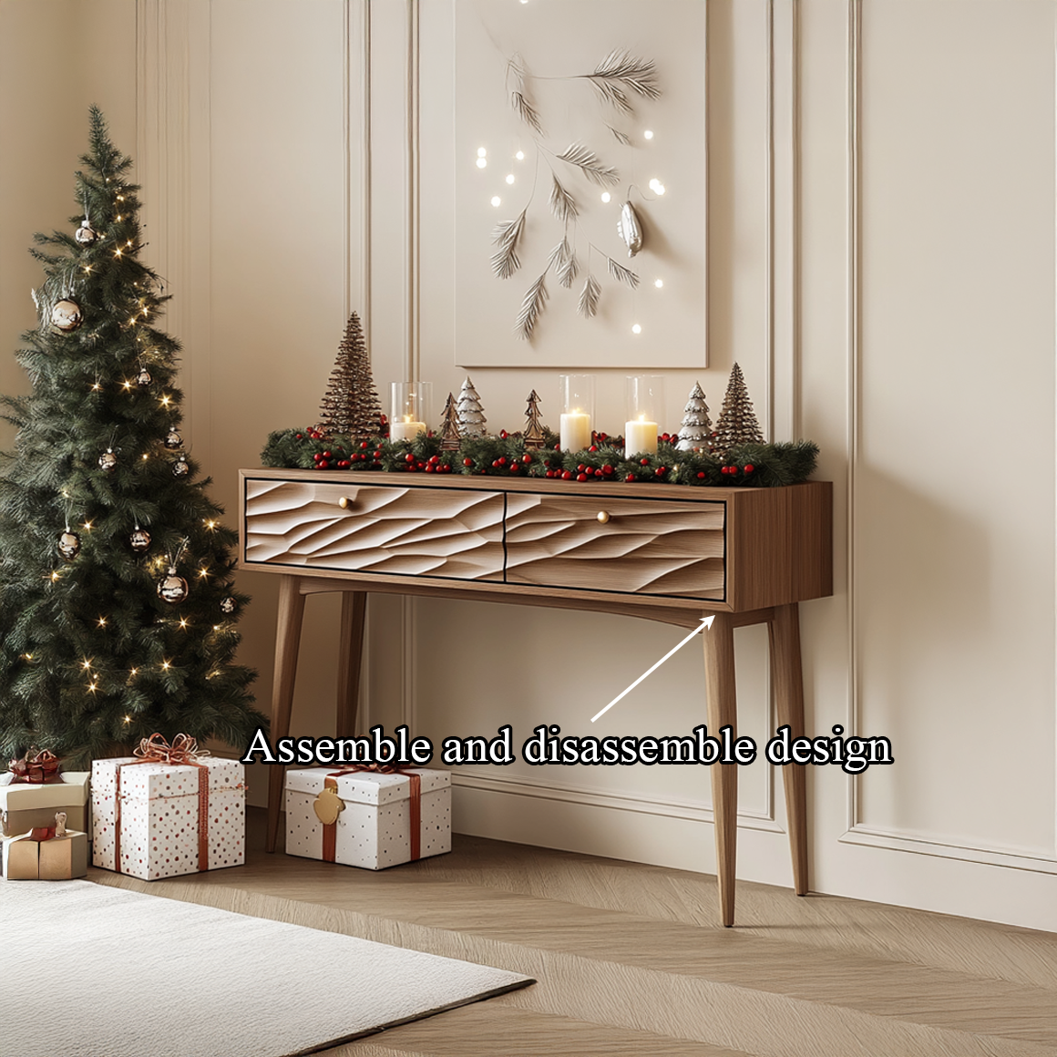 Mid Century Carved Console Table Holiday Season Living Room SINLSACS337