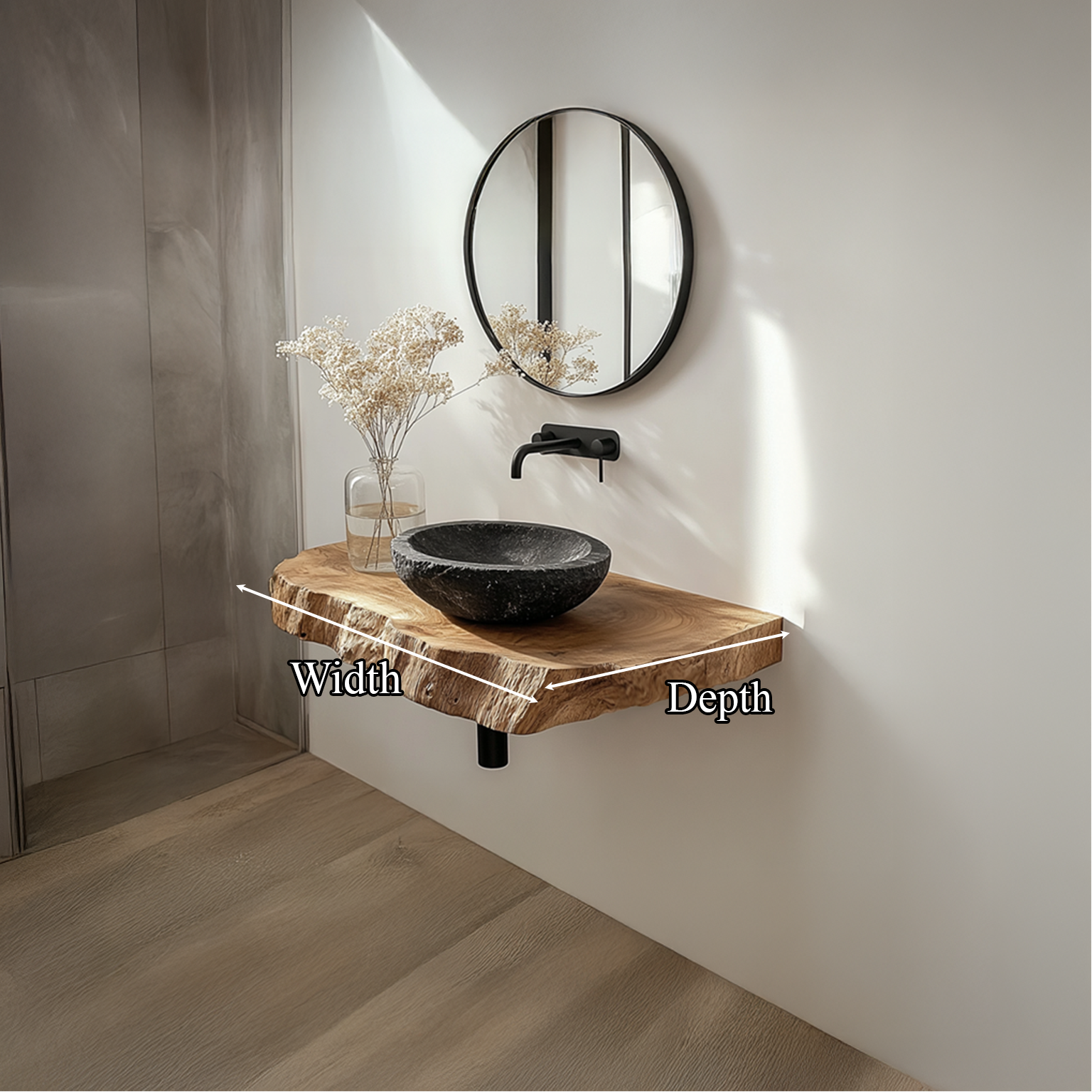 Midcentury Floating Shelf Vanity Bathroom SINLSABRV066