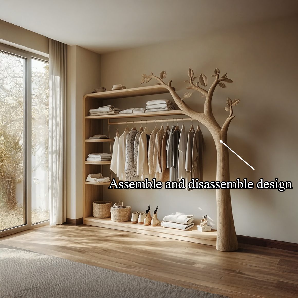 Rustic Tree Wardrobe Rack Bedroom Or Entryway Closet Storage SINLSATCR039