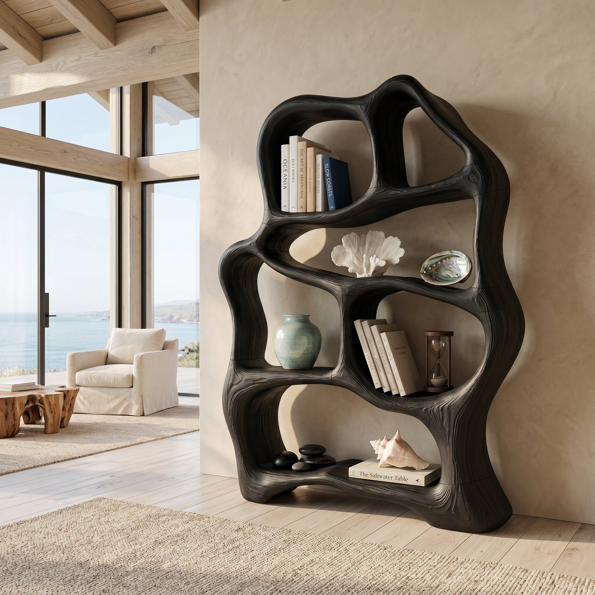 Organic Flow Bookcase For Cozy Reading Corner SILDTTNBS036