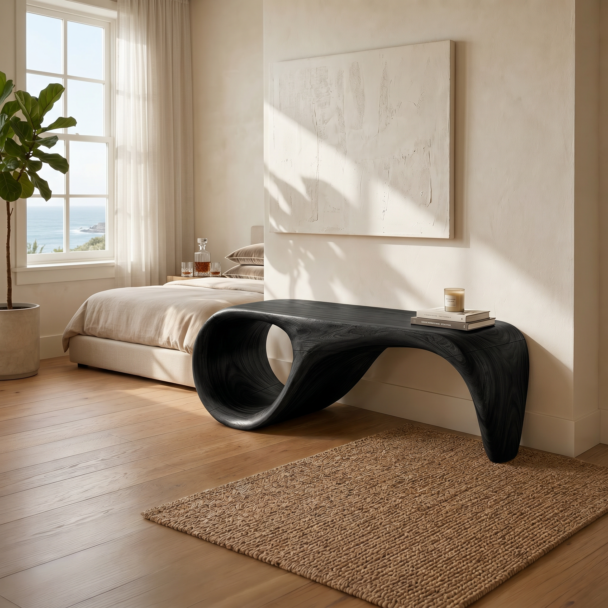 Modern Sculptural Bench Luxury Bedroom SILDTTRBEN062