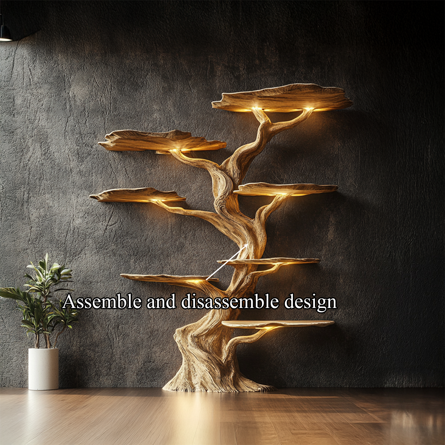 Modern Tree Bookshelf Wood Handmade Natural Gift SINLSATB191