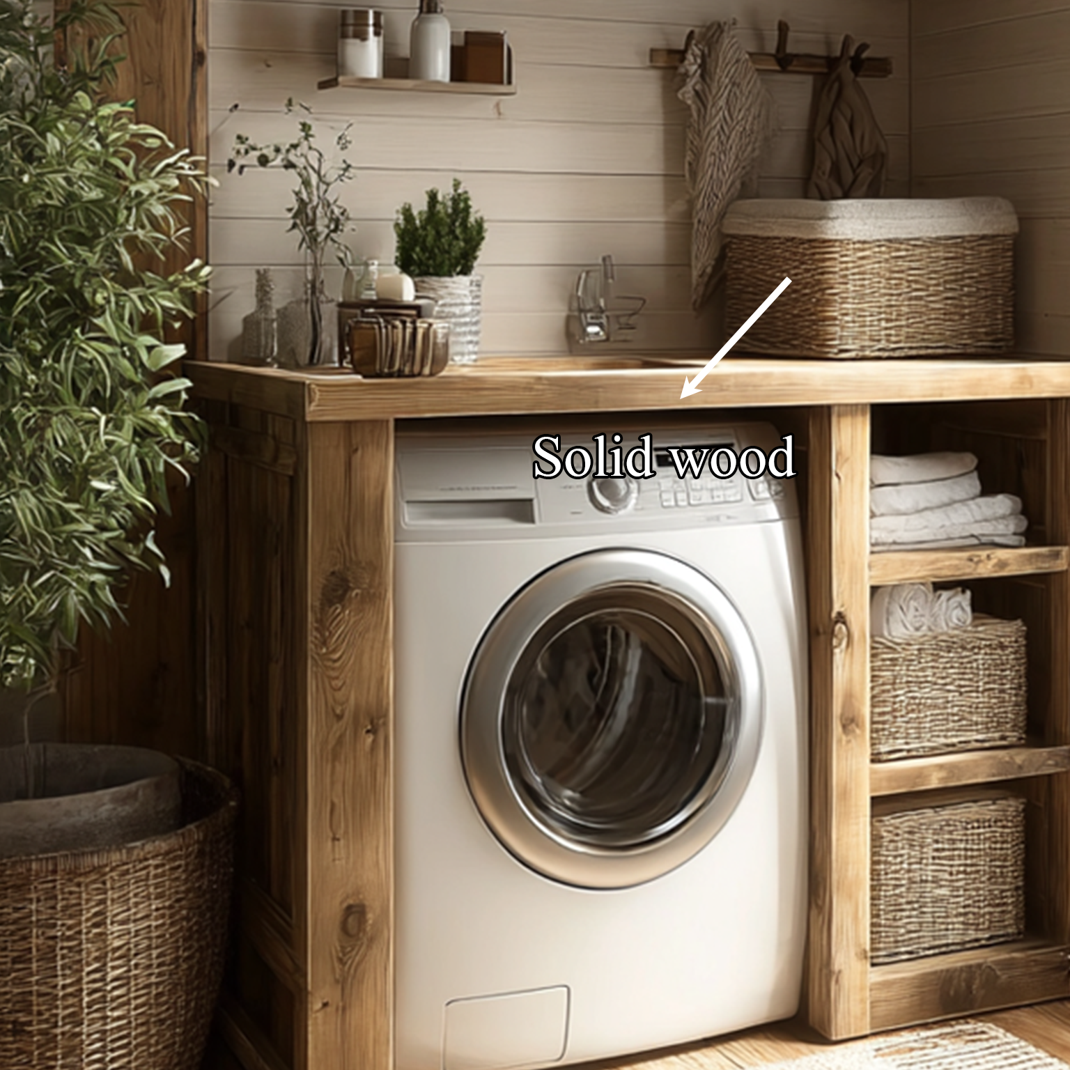 Laundry Nook Shelf Solid Wood Rustic Style Gift SINLSALN001