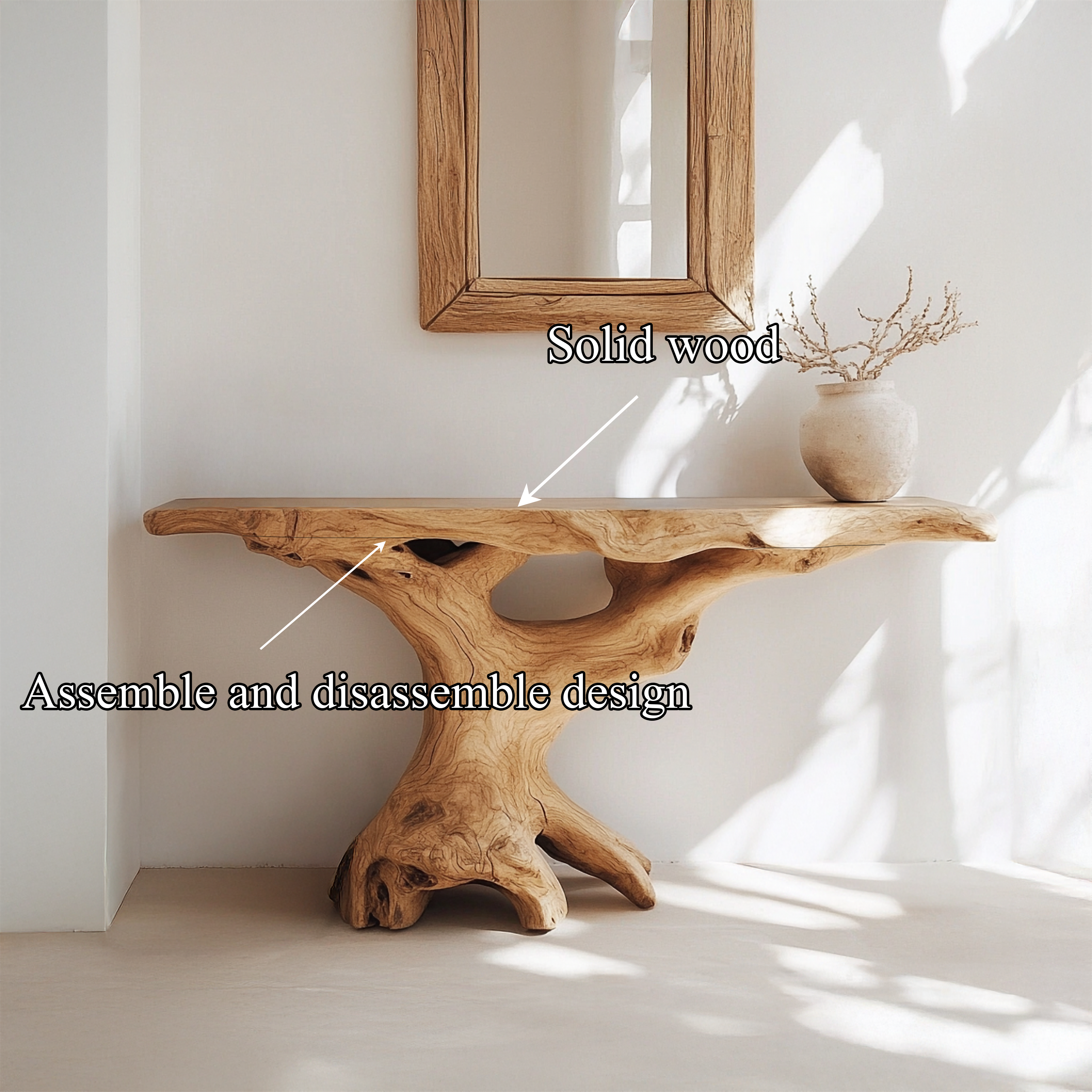 Mid Century Natural Wood Console Table Hallway SINLSACS435