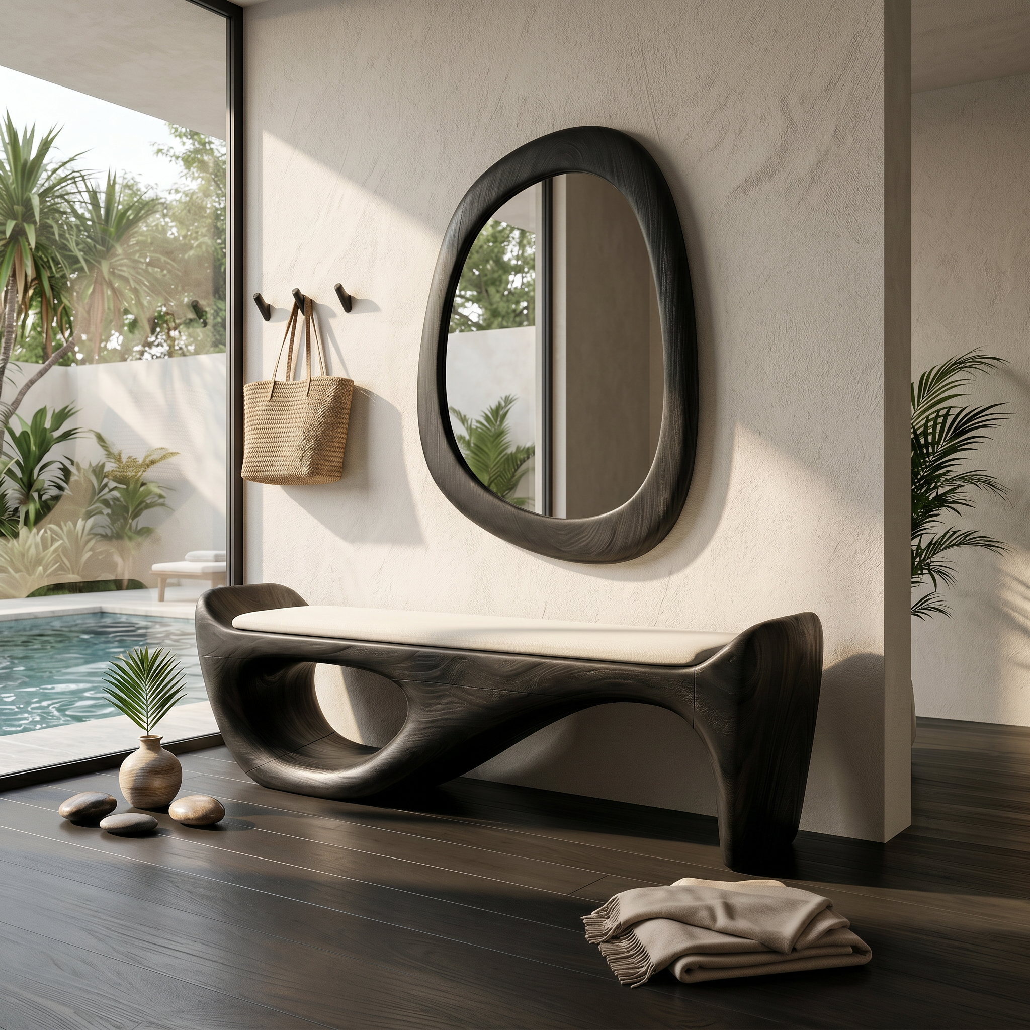 Designer Entryway Bench Organic Modern Home SILDTTRBEN064