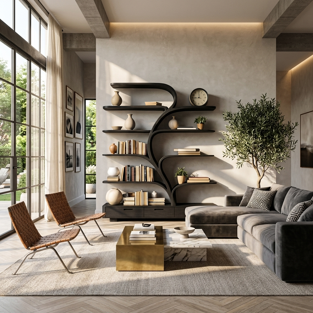 Organic Natural Wood Bookshelf Branch Shape For Home Decor RTTHTTBS120