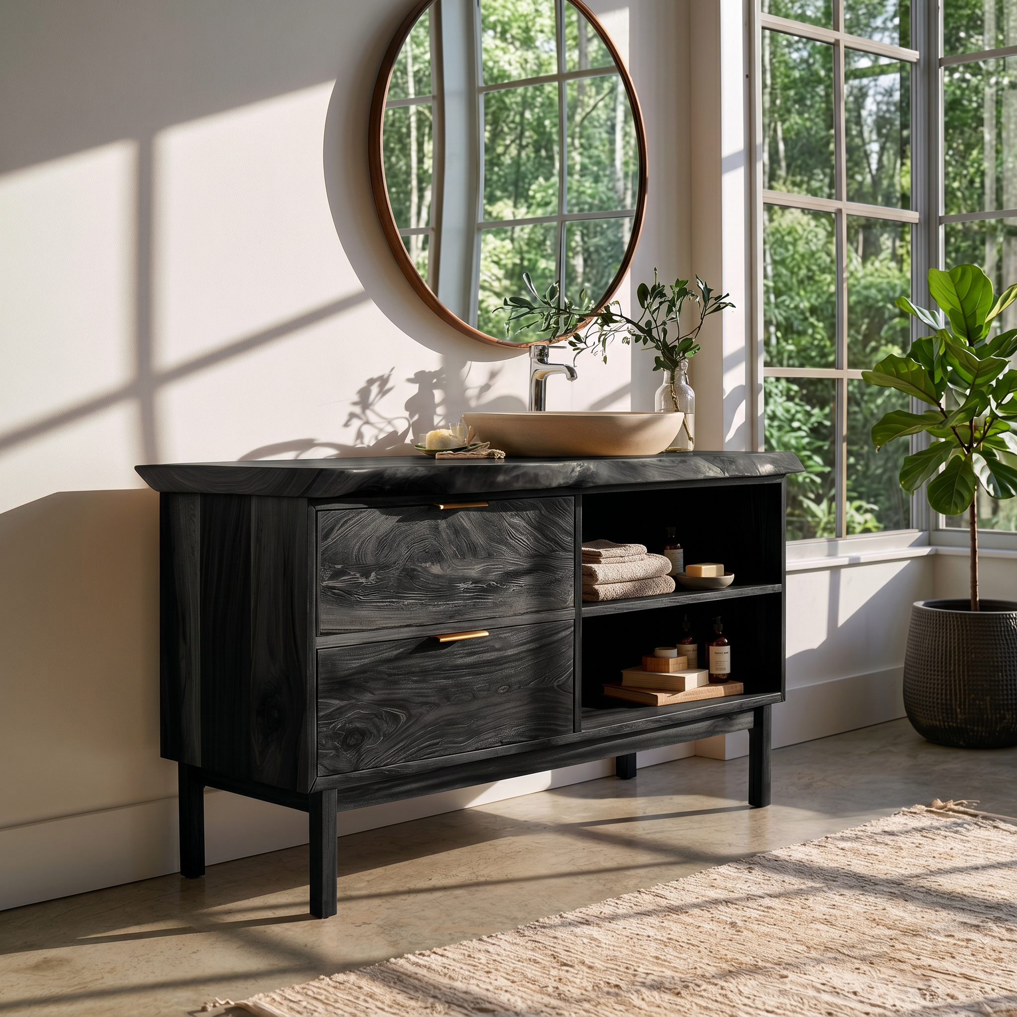 Handmade Wood Sink Cabinet For Powder Room SILDTTRBRV166