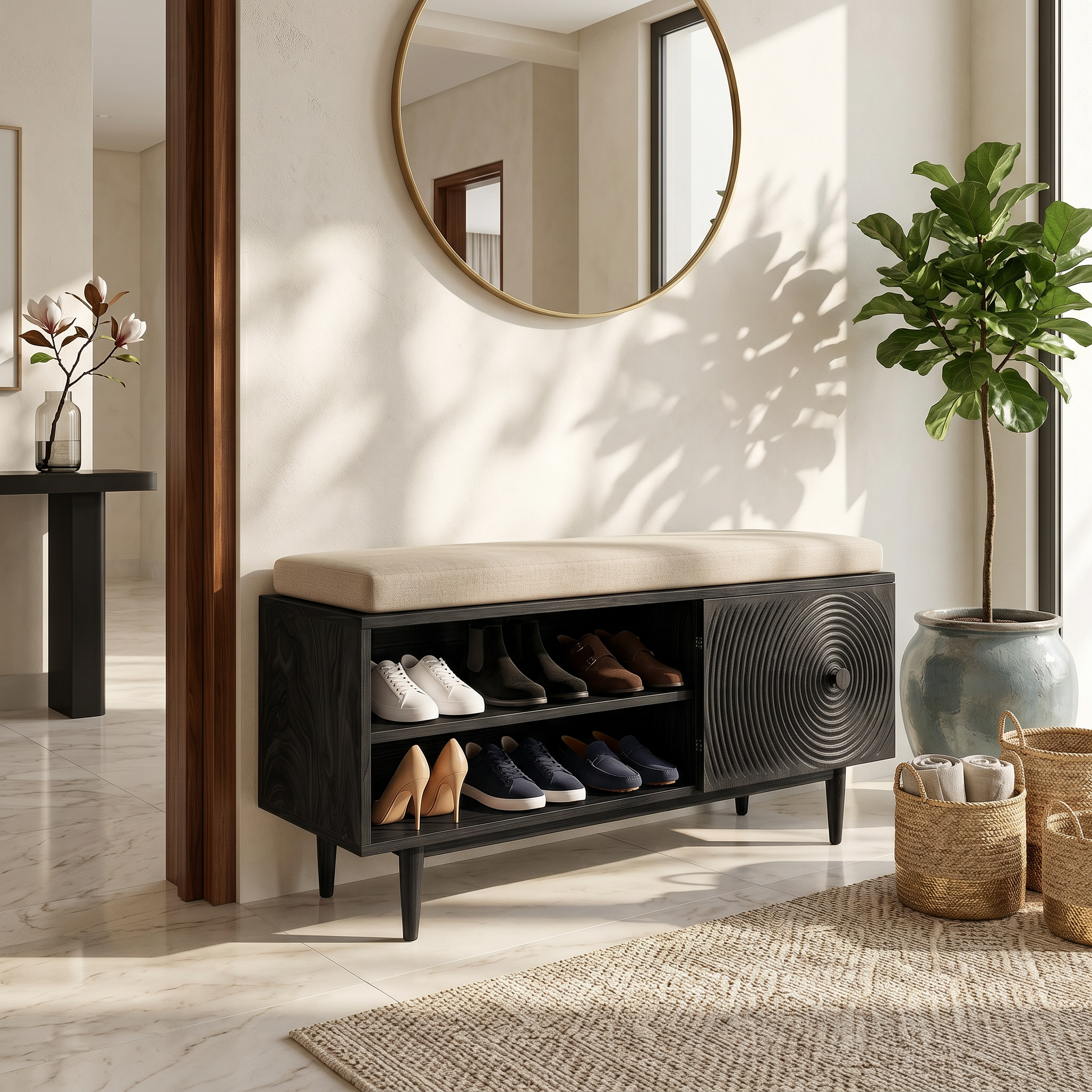 Modern Shoe Storage Cabinet For Condo Entryway Hallway Placement SILDTTRSHB032