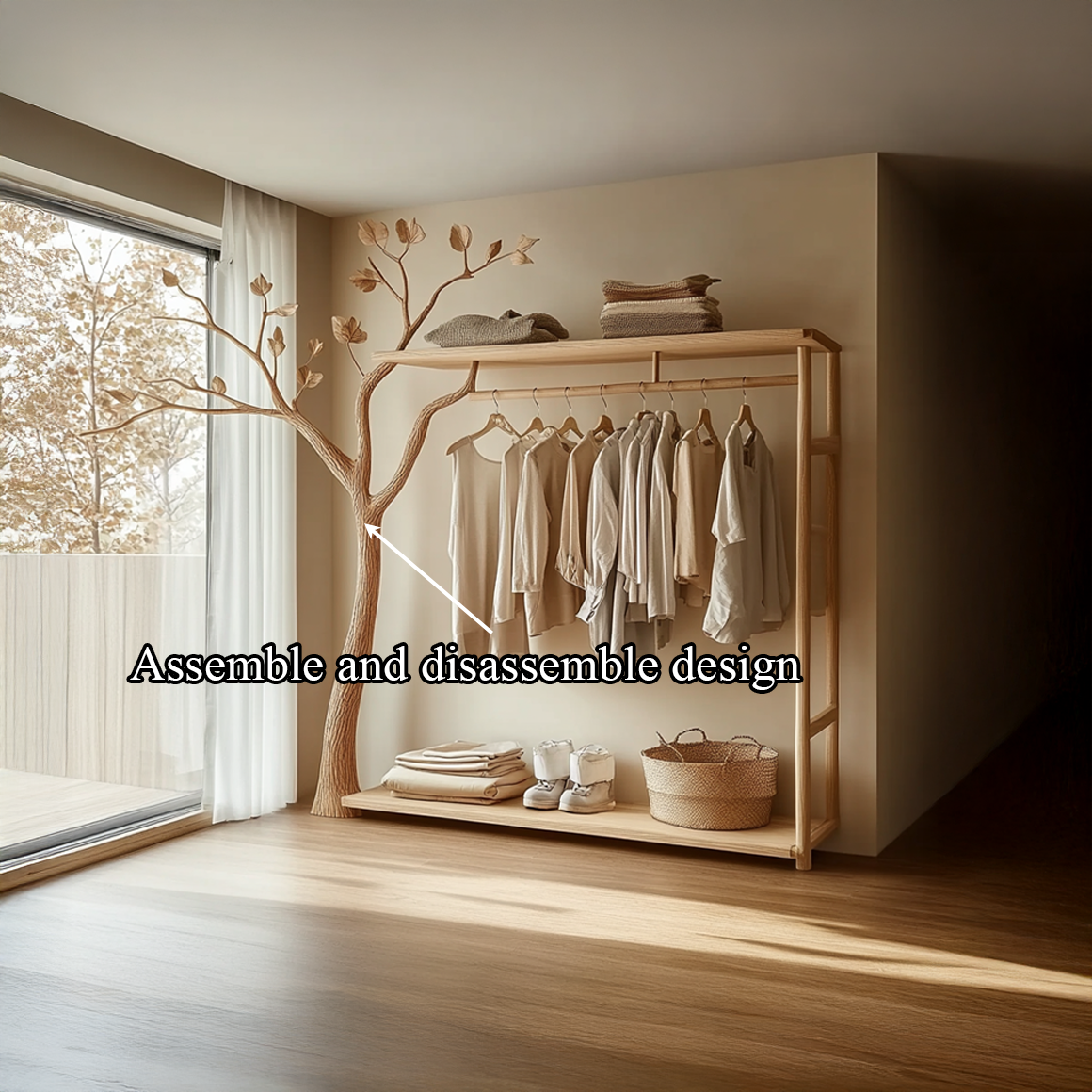 Rustic Clothing Shelf Rack Entryway Bedroom SINLSATCR042