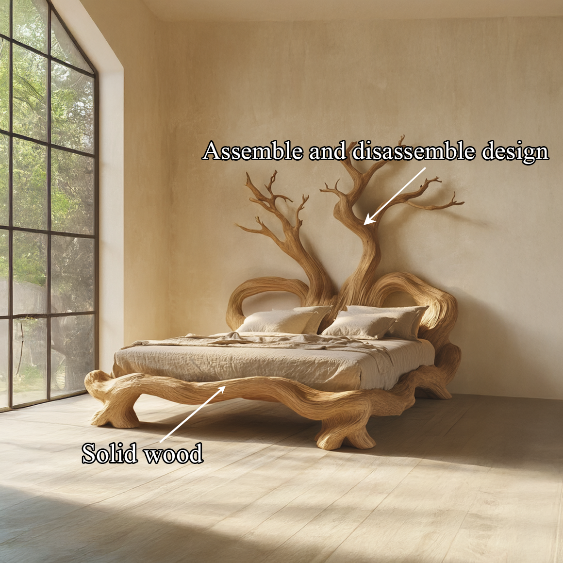 Rustic Artistic Tree Bed Nature Modern Bedroom SINLSAWB071