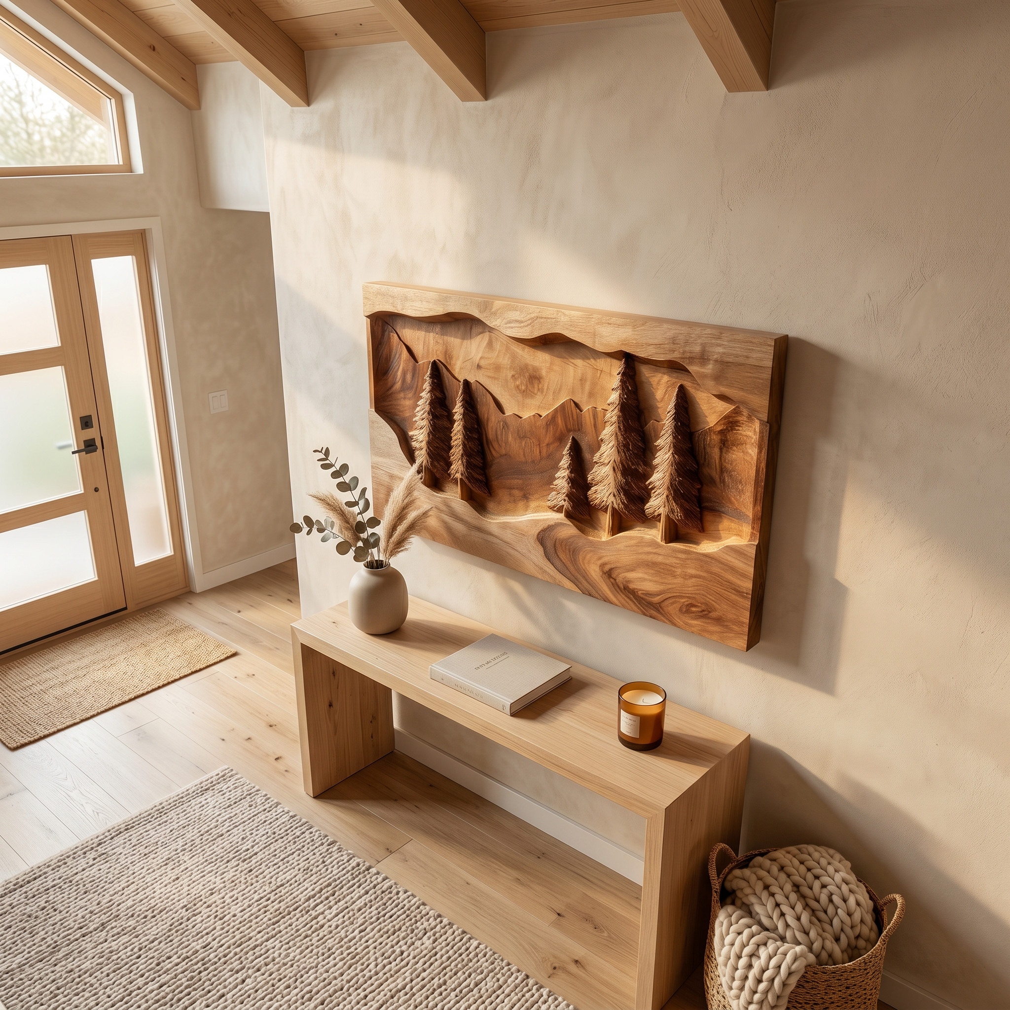 Rustic Mountain Forest Wood Wall Art Modern Cabin Interior Decor SILDTTRWA106