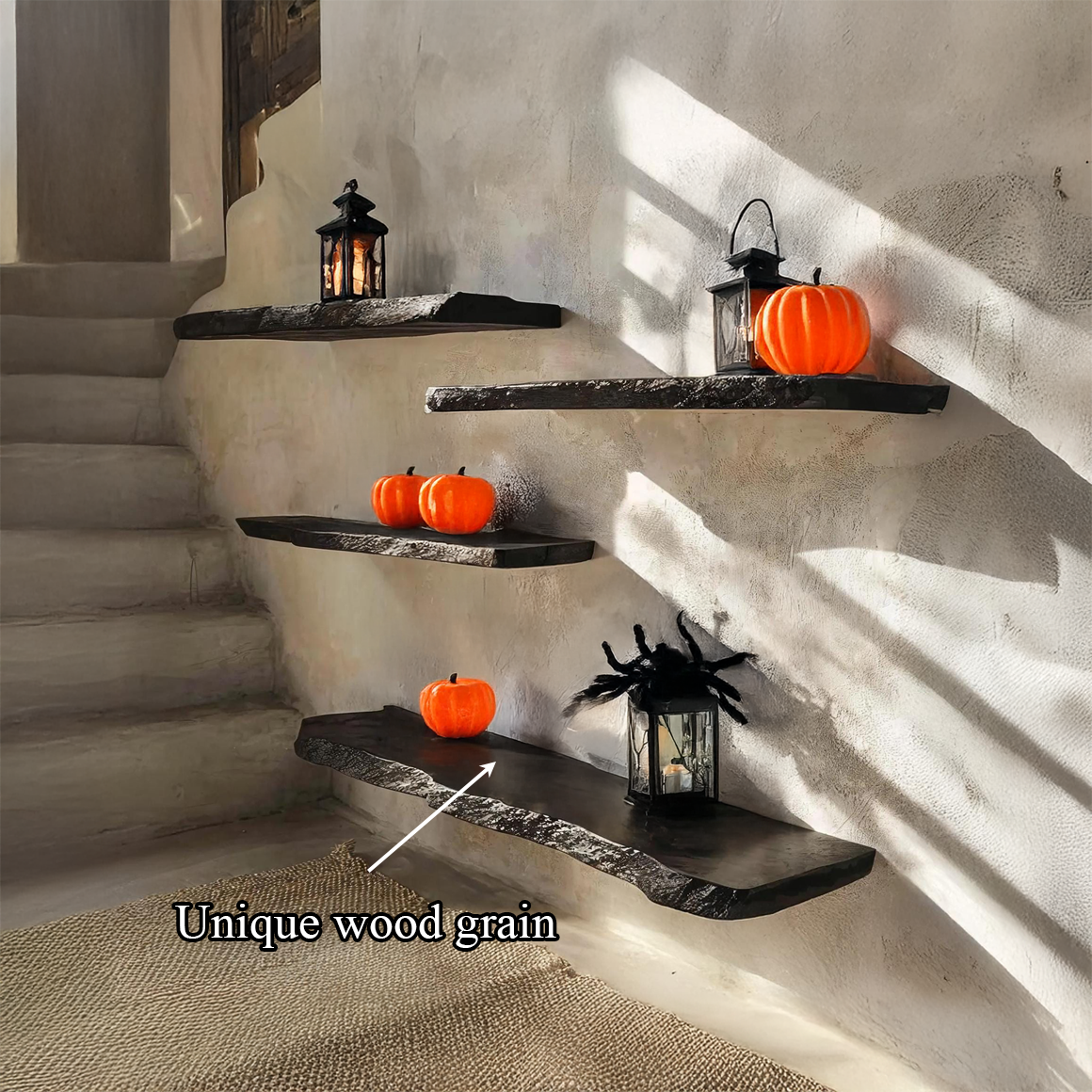 Rustic Halloween Floating Shelf Black Living Room SINLSAHW009