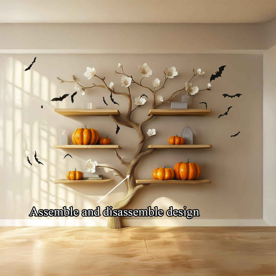 Tree Branch Bookshelve Wooden Natural Gift Halloween SINLSAHW006