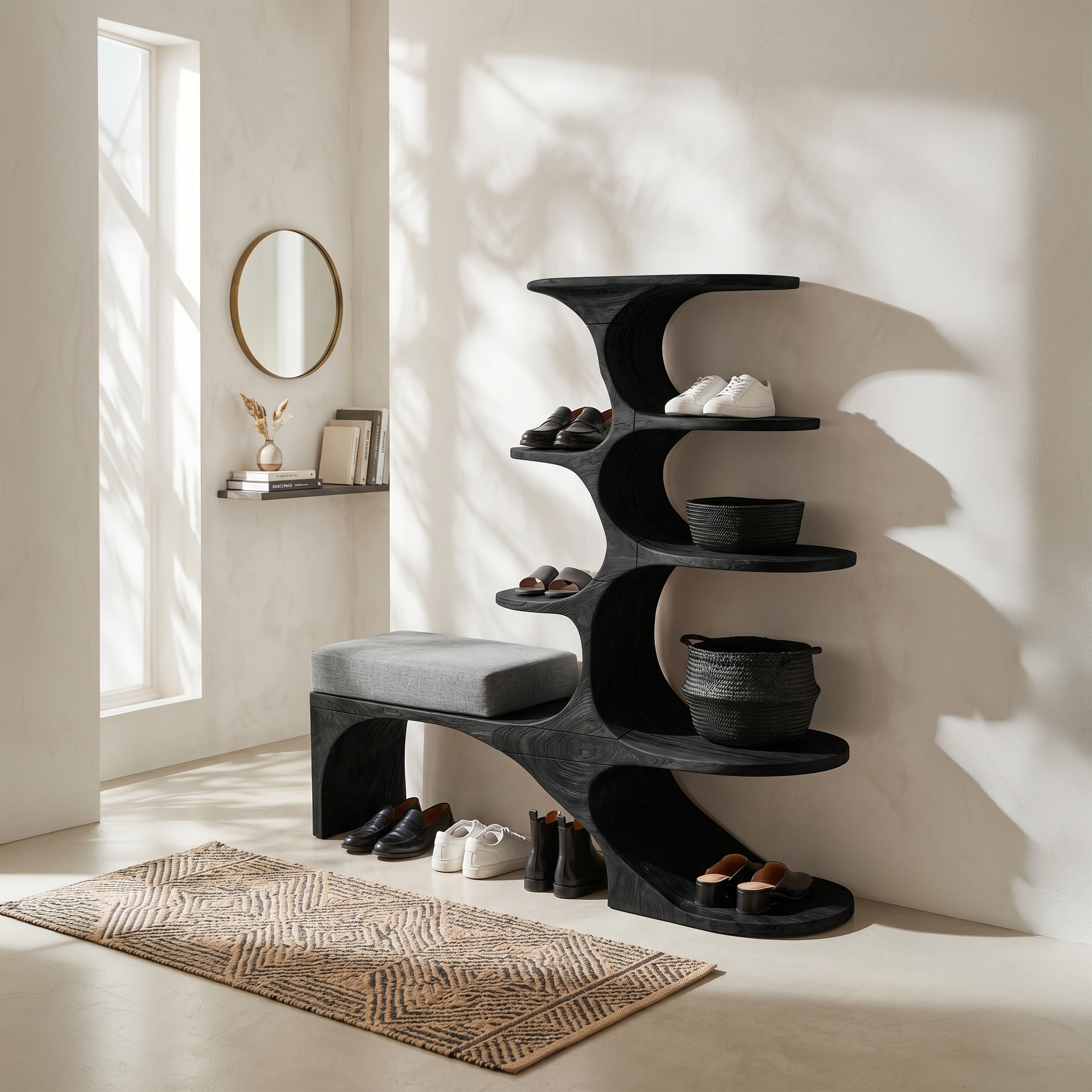 Modern Shoe Rack Bench For Entryway Lounge Living Corner SILDTTRSHB010