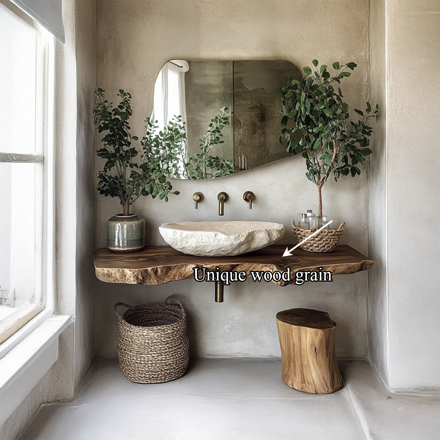 Midcentury Natural Wood Vanity Bathroom SINLSABRV076