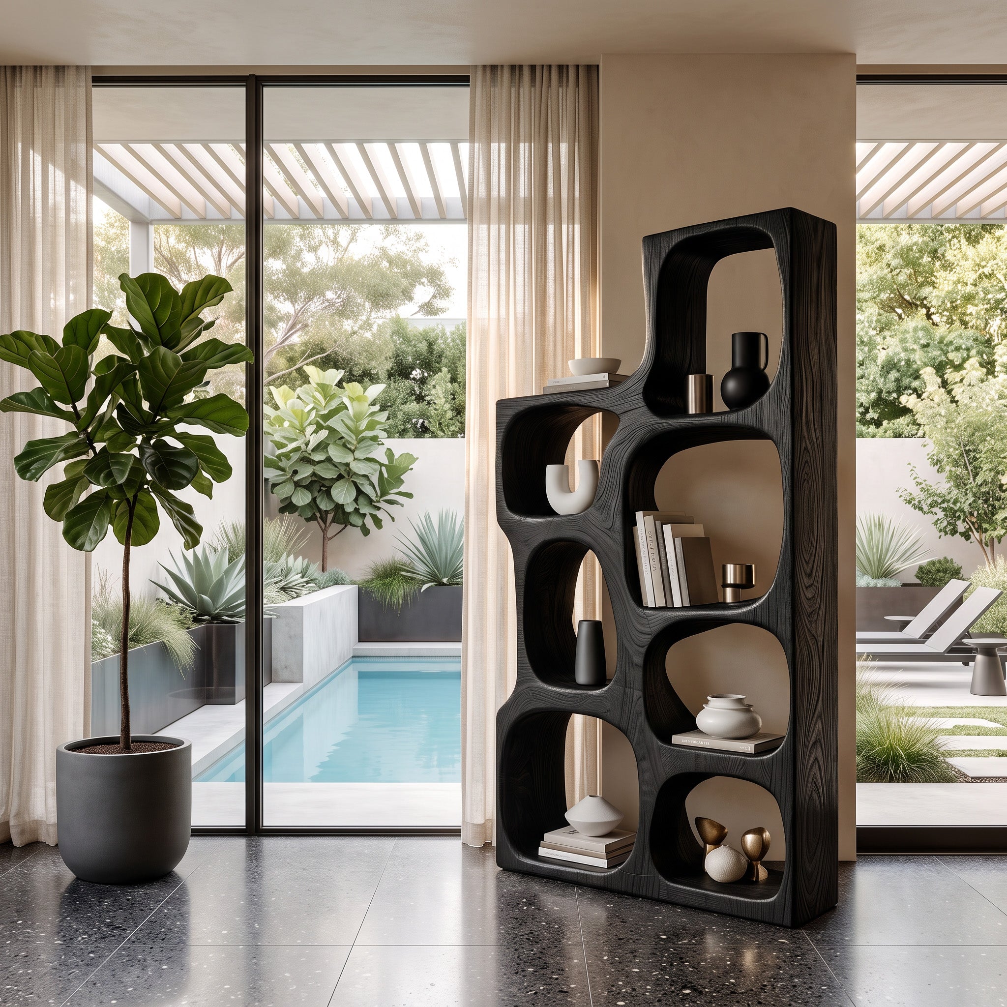 Organic Sculptural Wooden Bookshelf For Modern Living Room RTTHHNBS133
