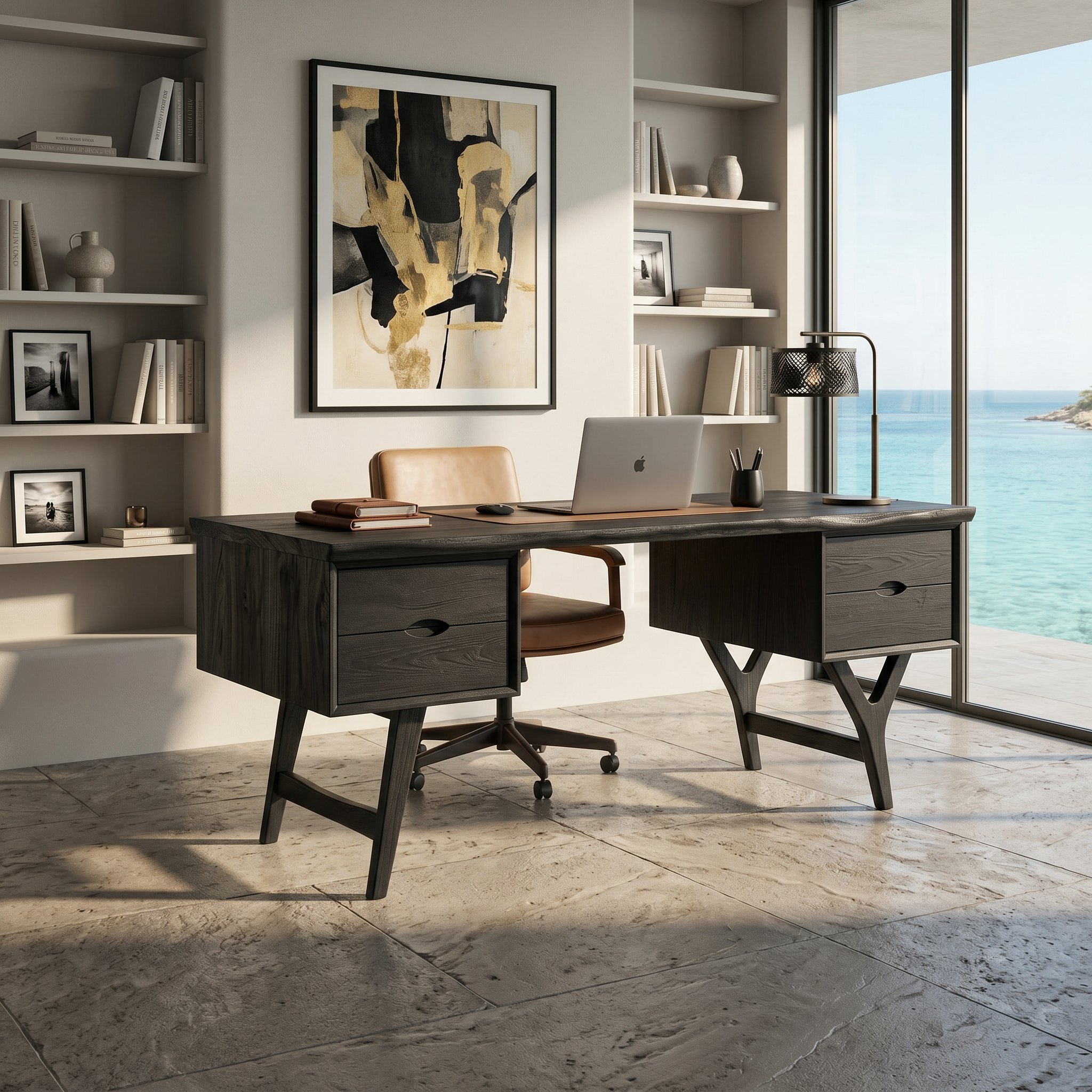 Mid Century Executive Desk Modern Workspace SILDTTRDE028
