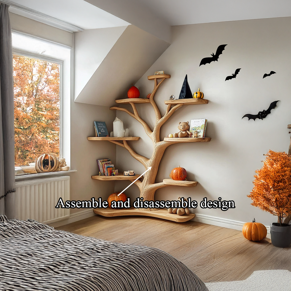 Kids Tree Bookshelf Handmade Decor Home Halloween SINLSAHW007