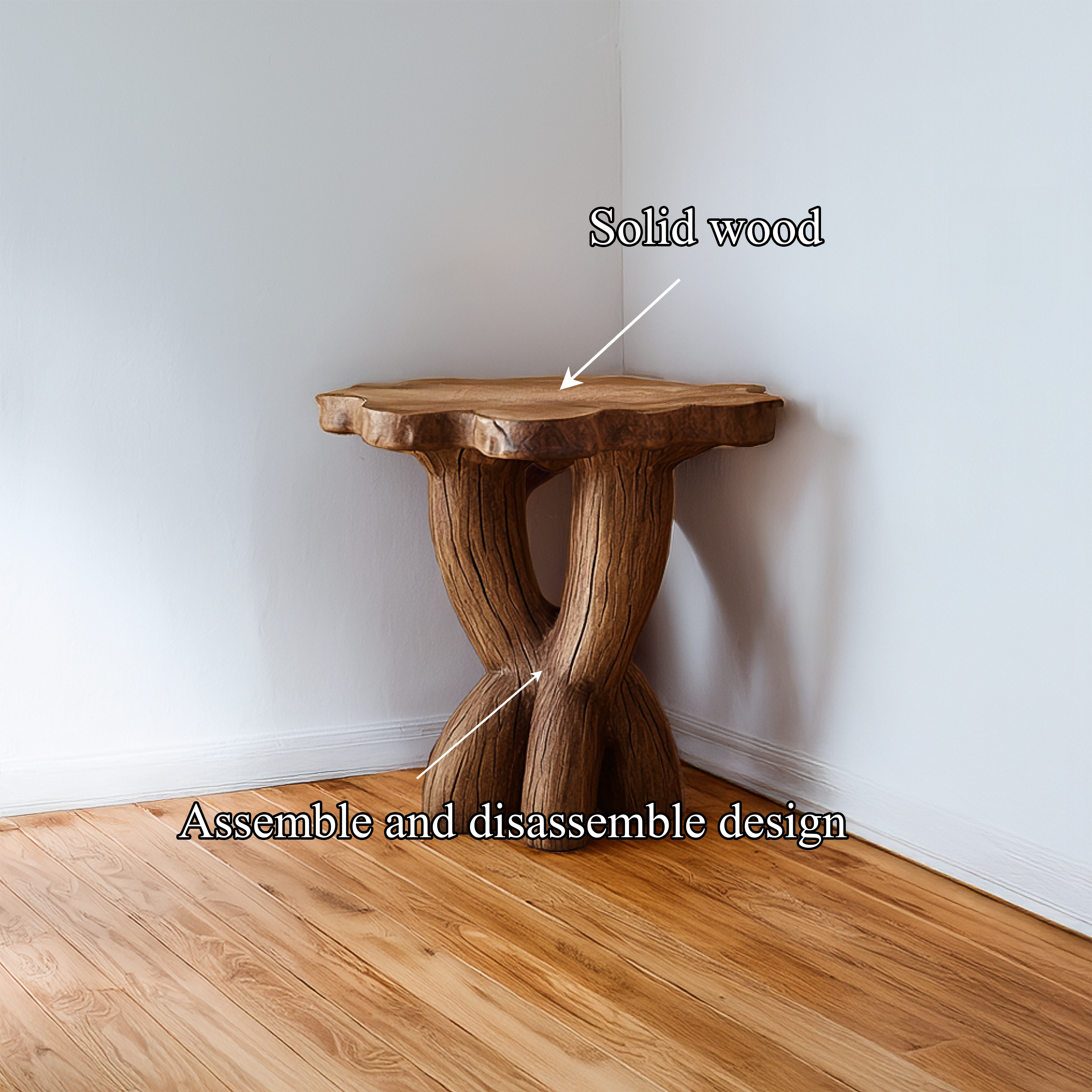 Rustic Sculptural End Table Christmas Holiday Living Room SINLSABT216