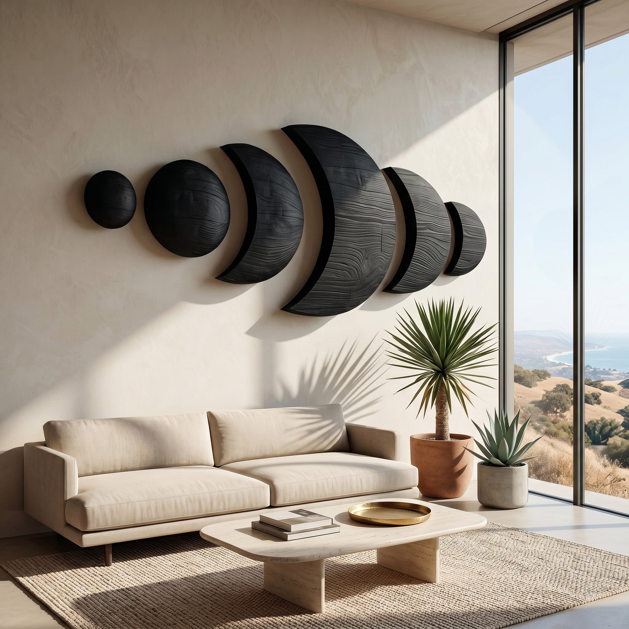 Boho Moon Phase Wood Wall Decor For Living Room RTTHHNWA205
