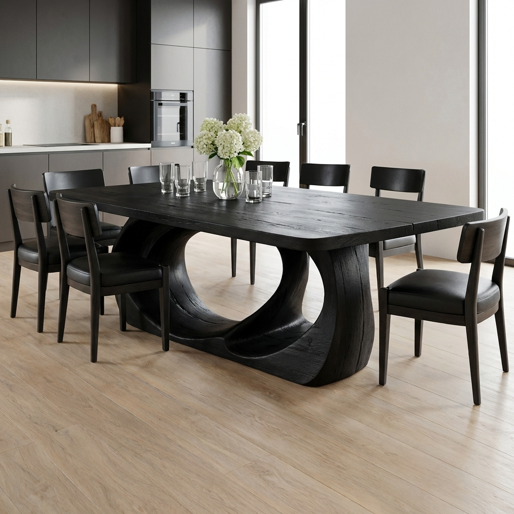 Wooden Dining Table With Artistic Base For Dining Room RTTHTTDN032