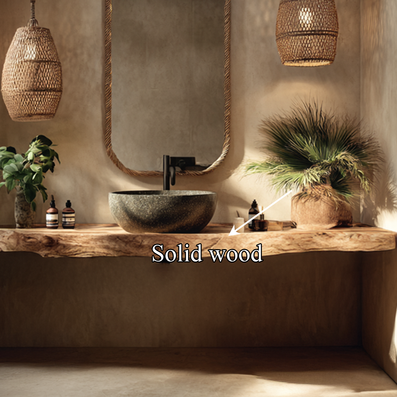 Midcentury Floating Shelf Vanity Bathroom SINLSABRV089