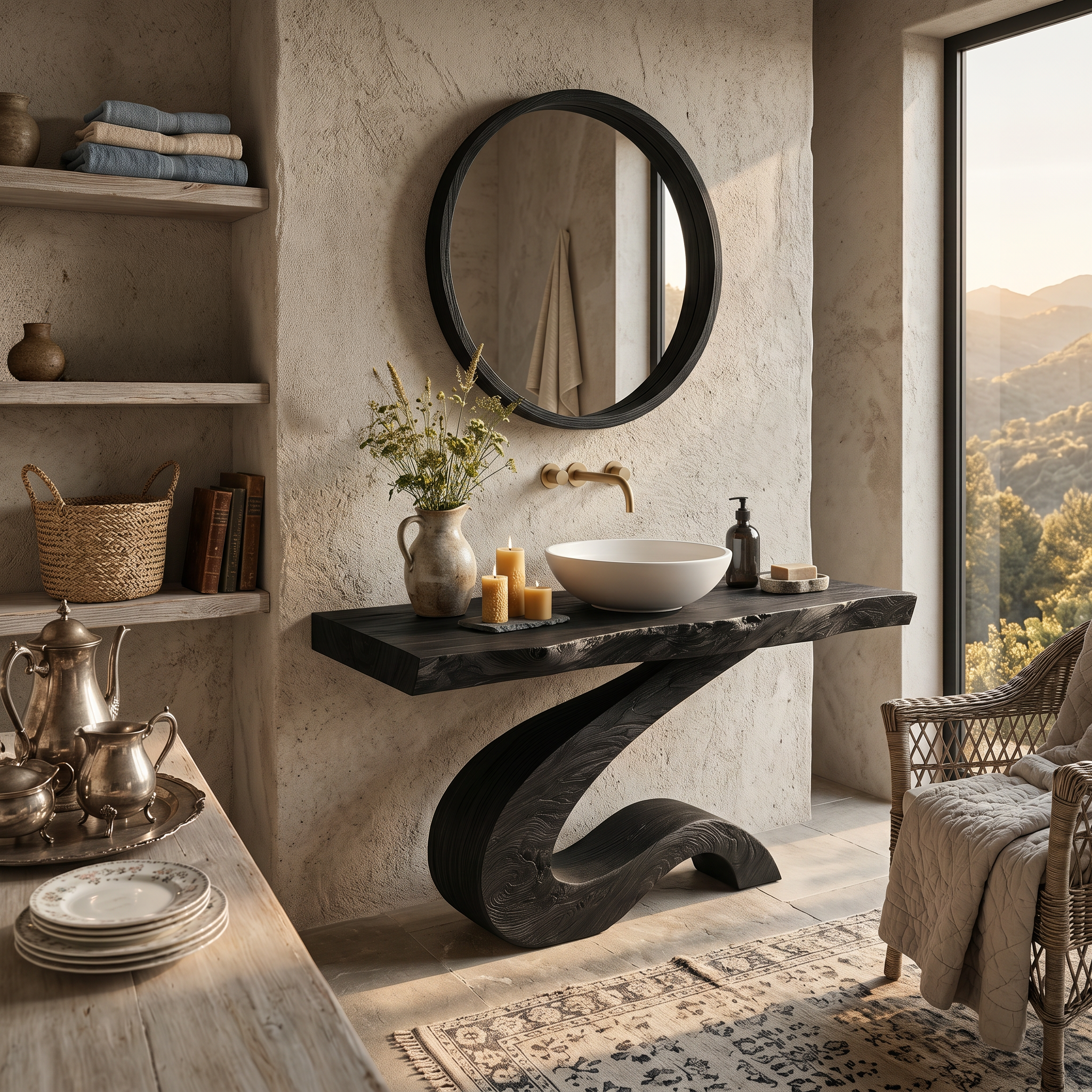 Luxury Bathroom Vanity With Organic S Curve Support For Bathroom RTTHTTBRV020