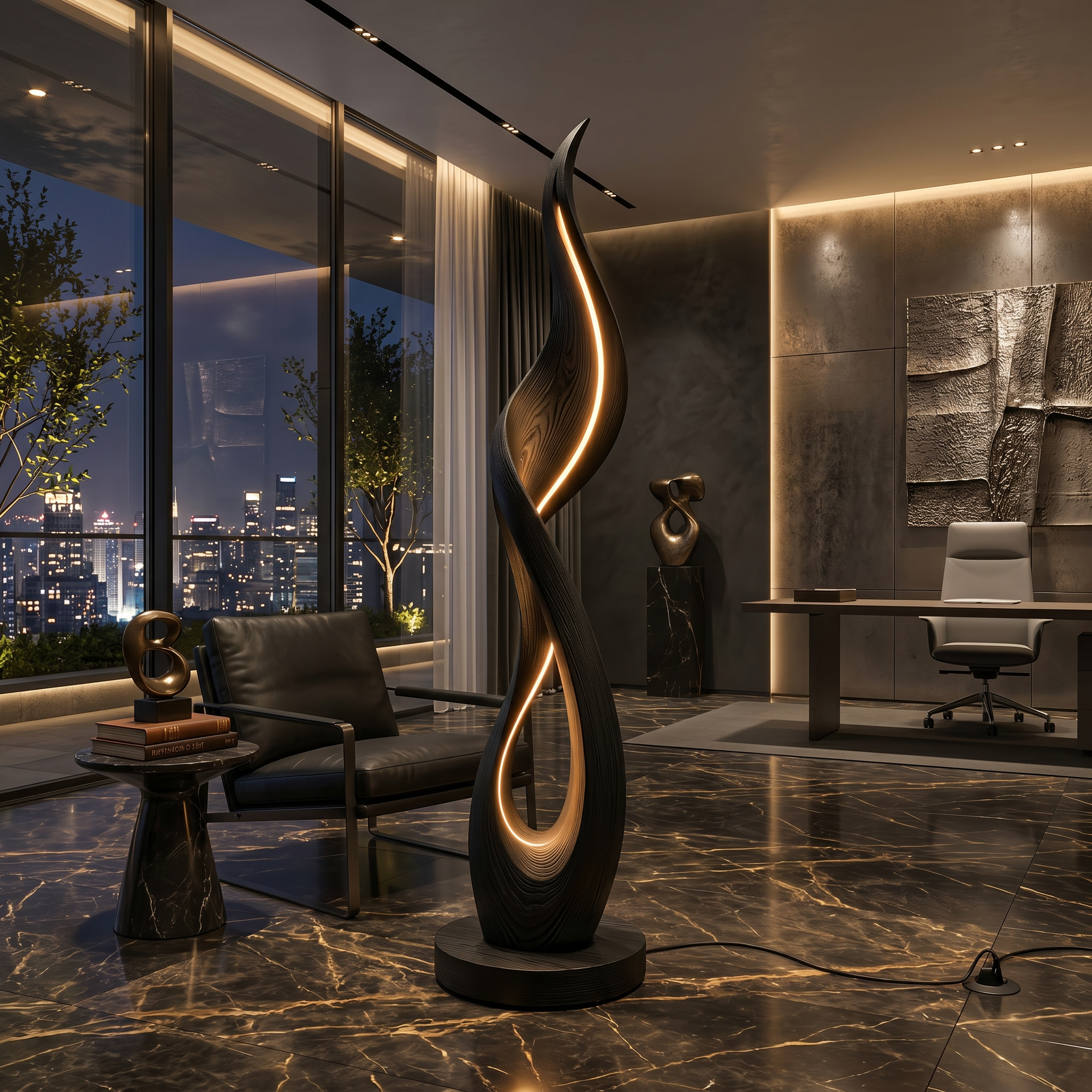 Modern Ribbon Flow Floor Lamp For Bedroom Corner SILDTTNLAM003