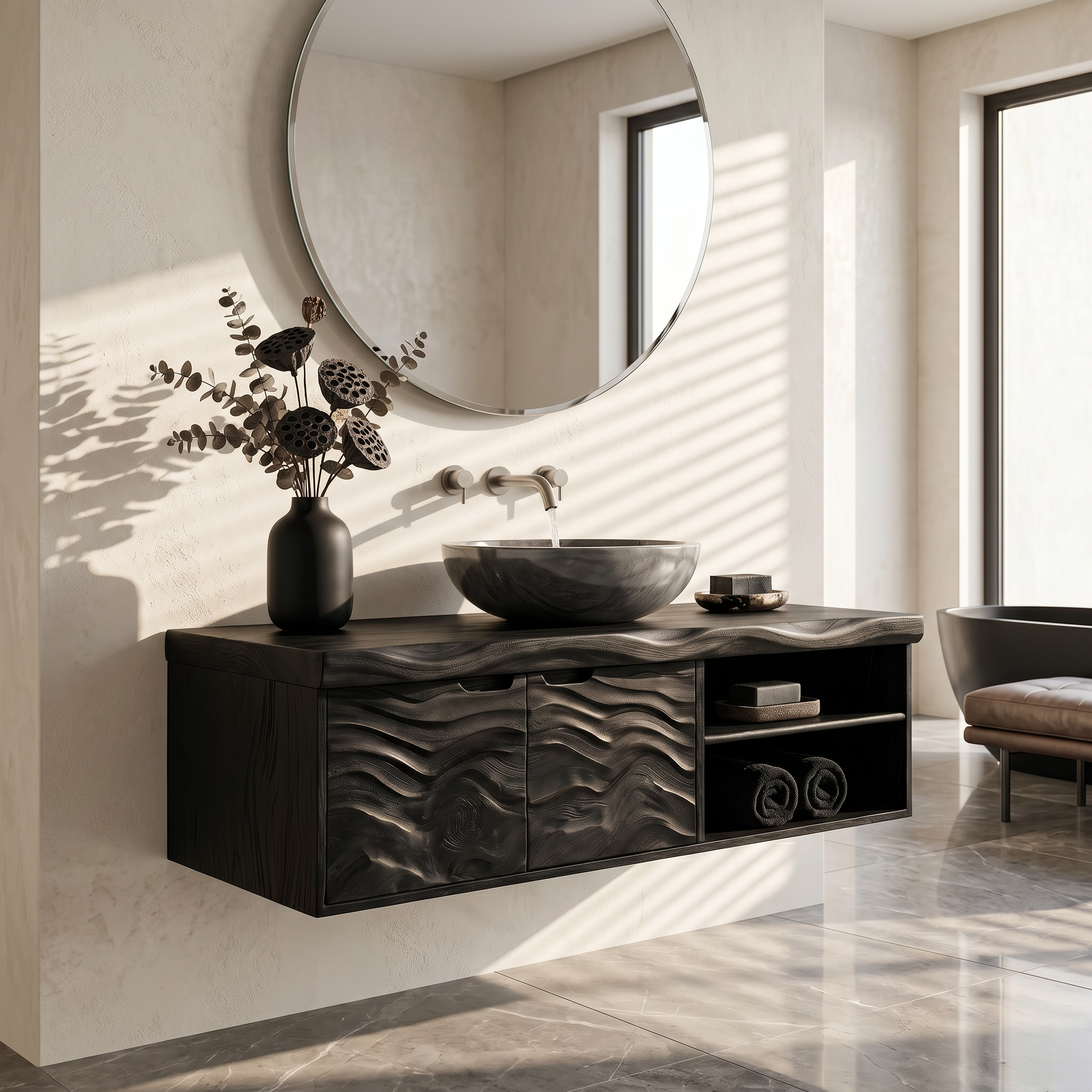 Contemporary Bath Cabinet Elegant Master Bathroom SILDTTRBRV192