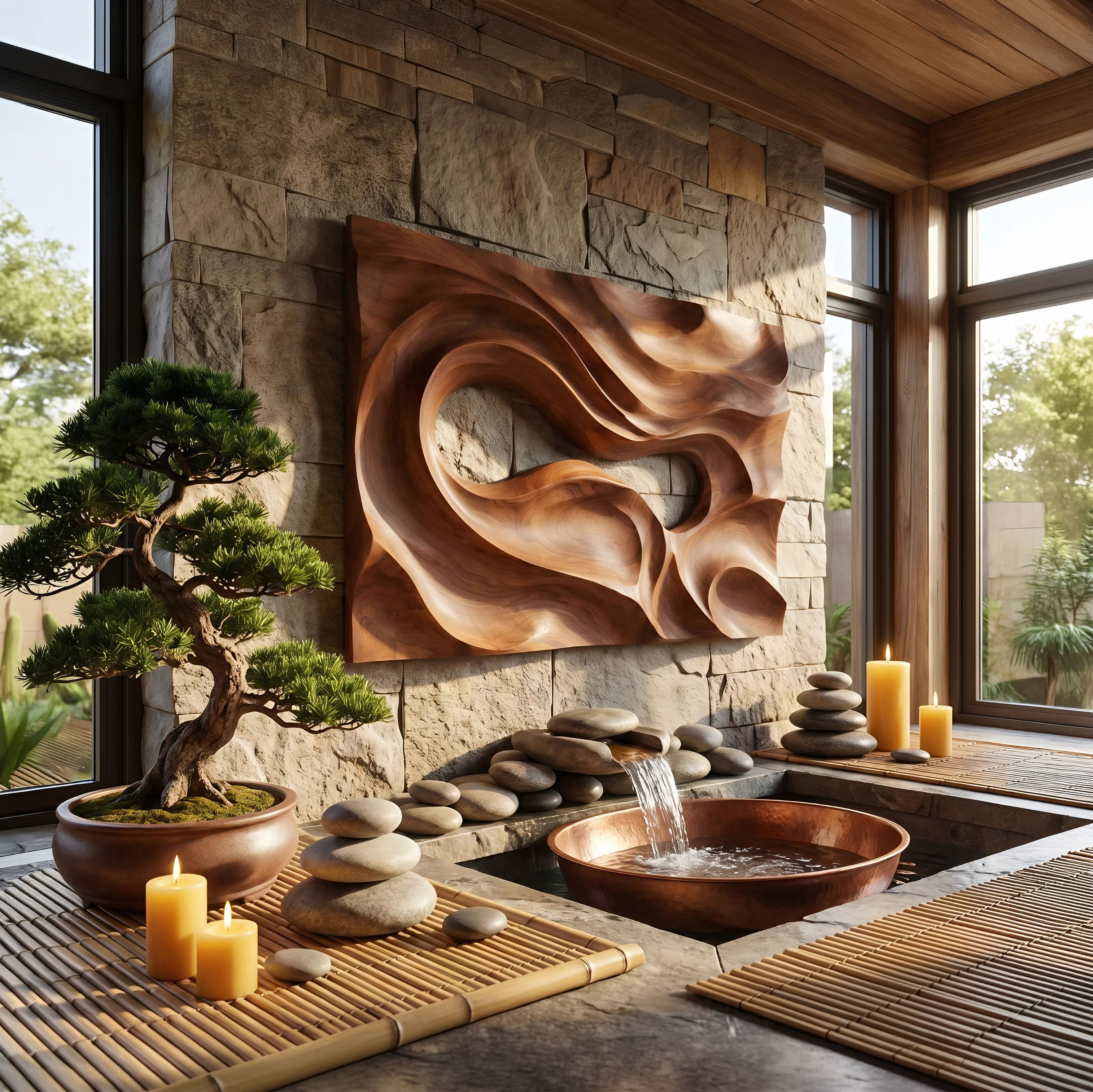 Mid Century Carved Wall Art Panel For Living Room SILDTTNWA072