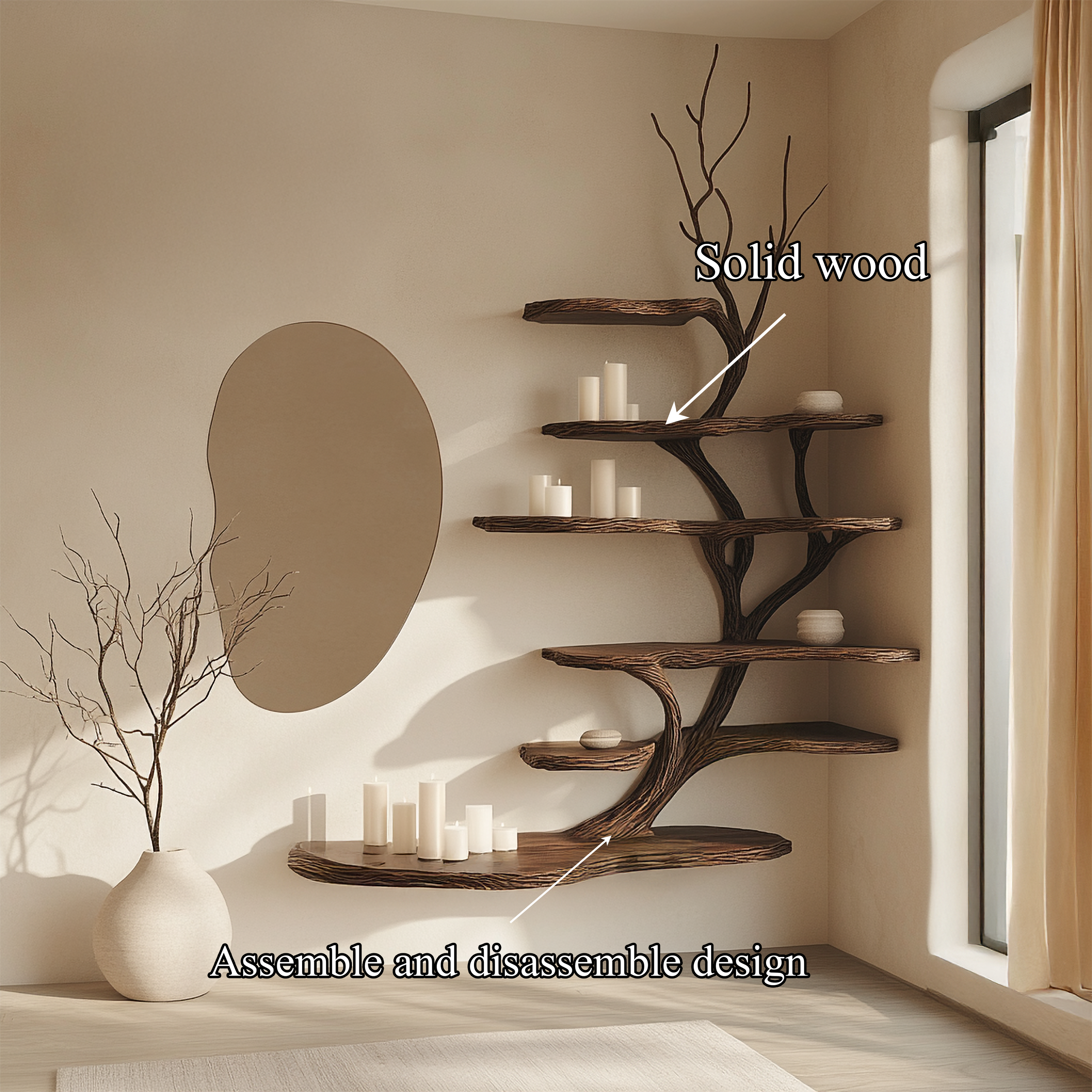 Organic Modern Artistic Wall Display Shelf For Bedroom And Reading Room SINLSATB631