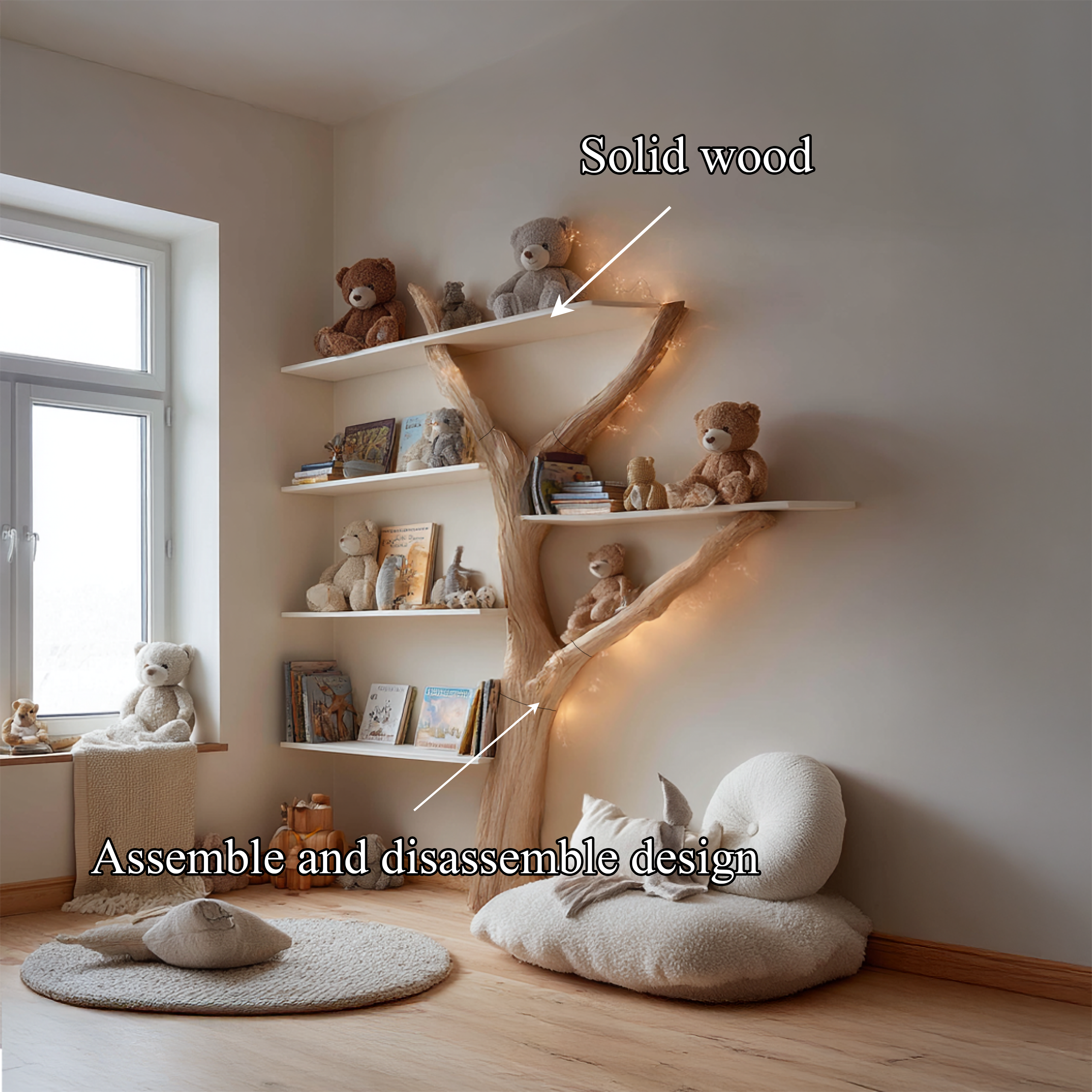 Rustic Tree Bookshelf Study Room Nursery SINLSATB260