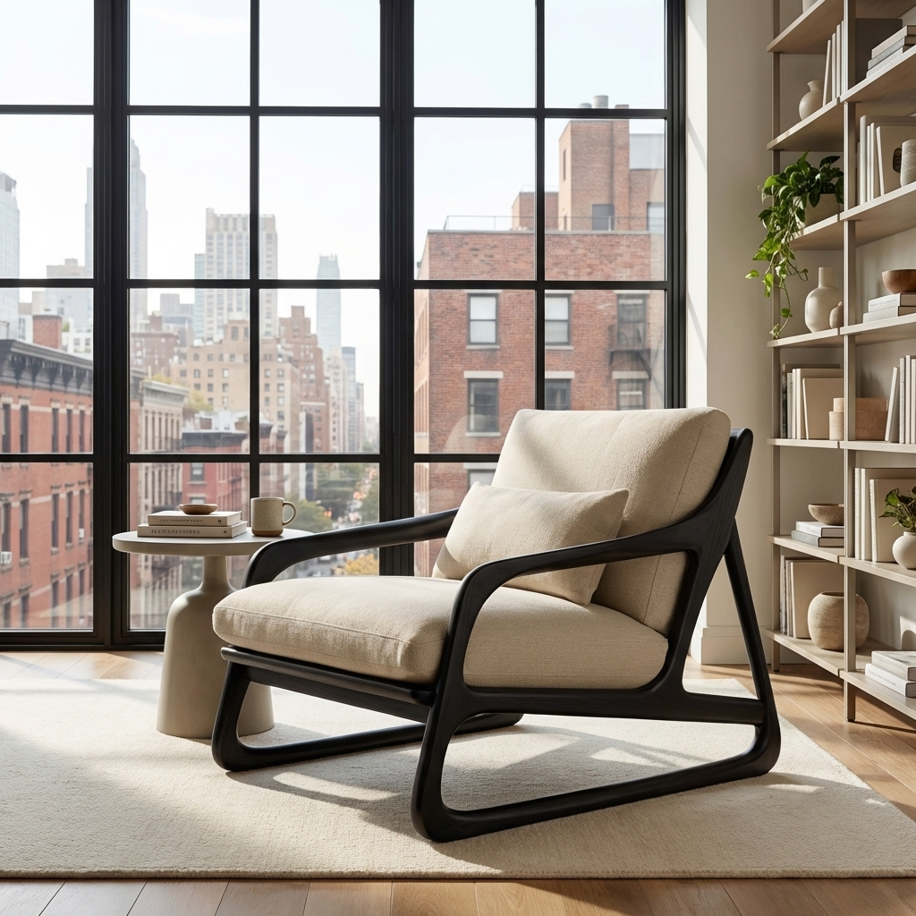 Artistic Wood Chair With Curved Structure For Home Balcony RTTHTTACC026