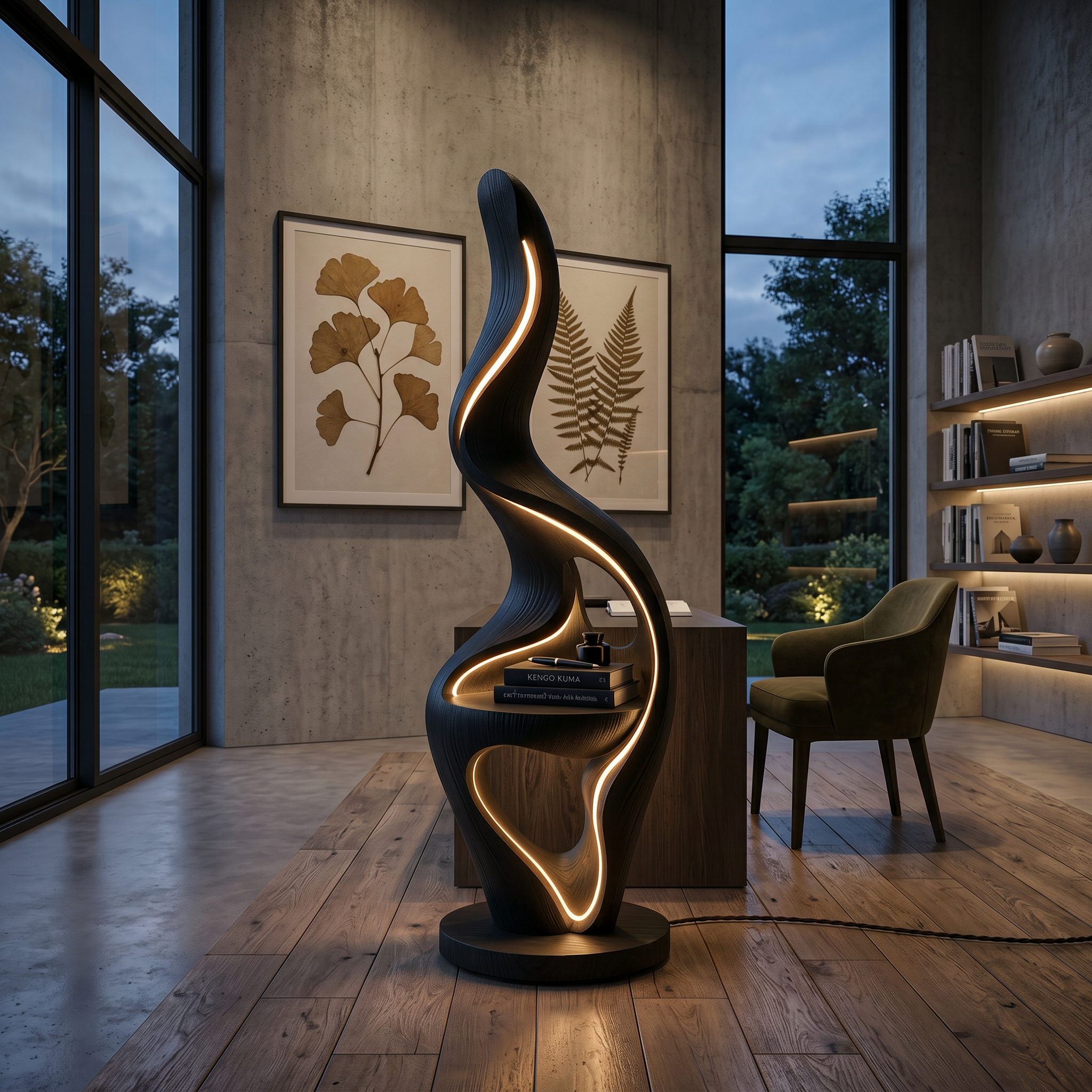 Minimalist Curved Lamp With Table For Bedroom SILDTTNLAM024