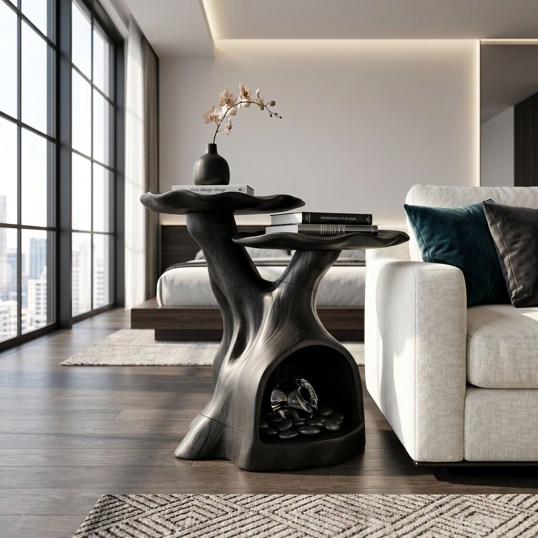 Contemporary Dual Tier Side Table Designer Residence SILDTTRSTA038